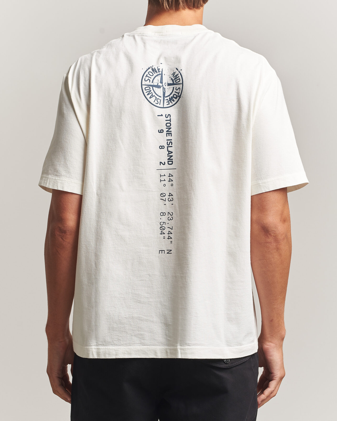 Heren | T-shirts | Stone Island | Vertical Placement Print Cotton T-Shirt Ivory