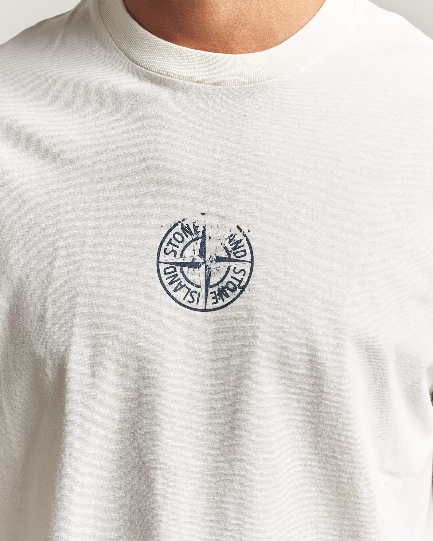 Heren | T-shirts | Stone Island | Vertical Placement Print Cotton T-Shirt Ivory