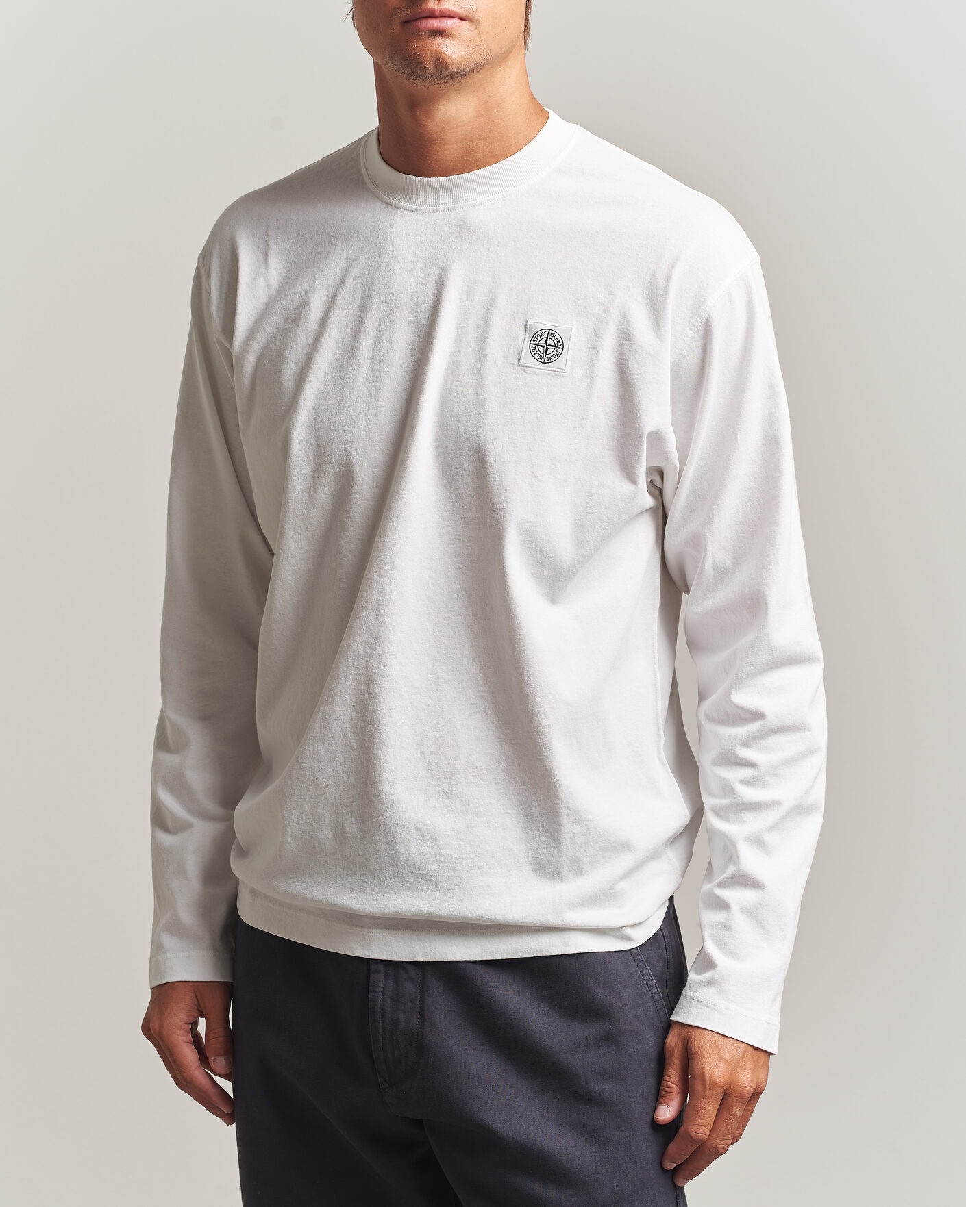 Heren | T-shirts | Stone Island | Organic Cotton Jersey Long Sleeve T-Shirt White