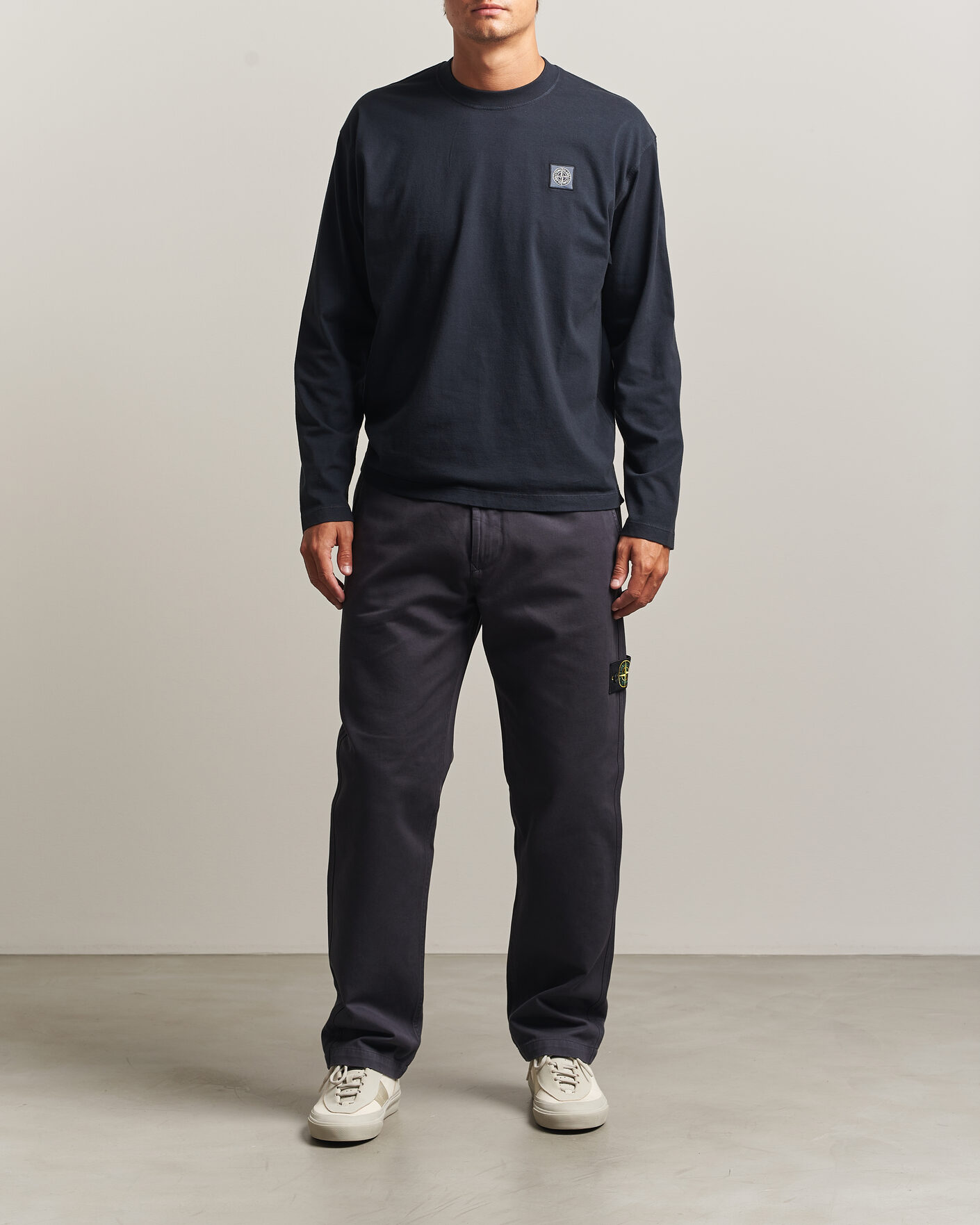 Heren | T-shirts | Stone Island | Organic Cotton Jersey Long Sleeve T-Shirt Navy Blue