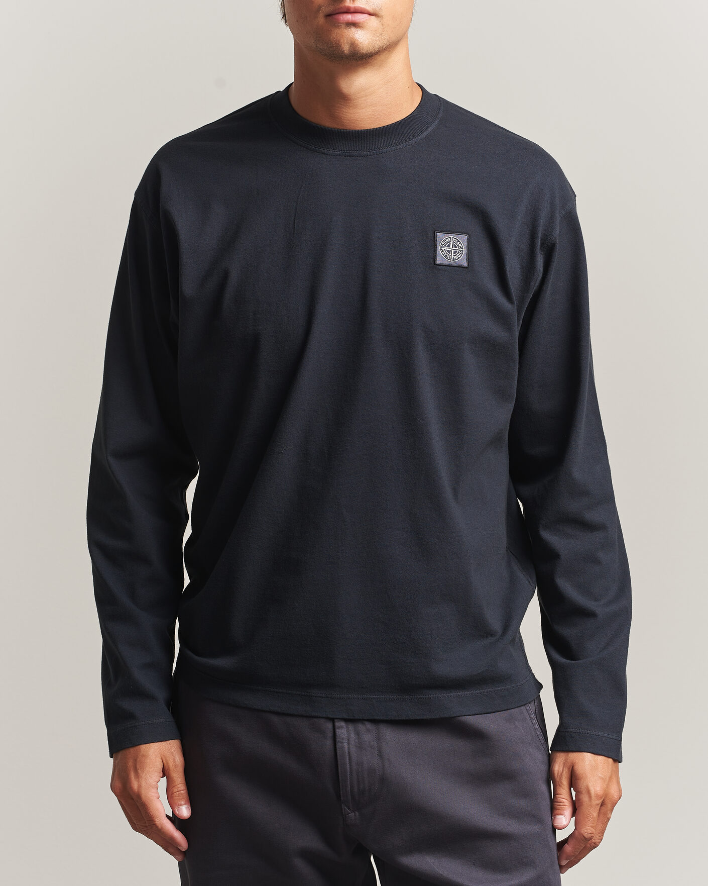 Heren | T-shirts | Stone Island | Organic Cotton Jersey Long Sleeve T-Shirt Navy Blue