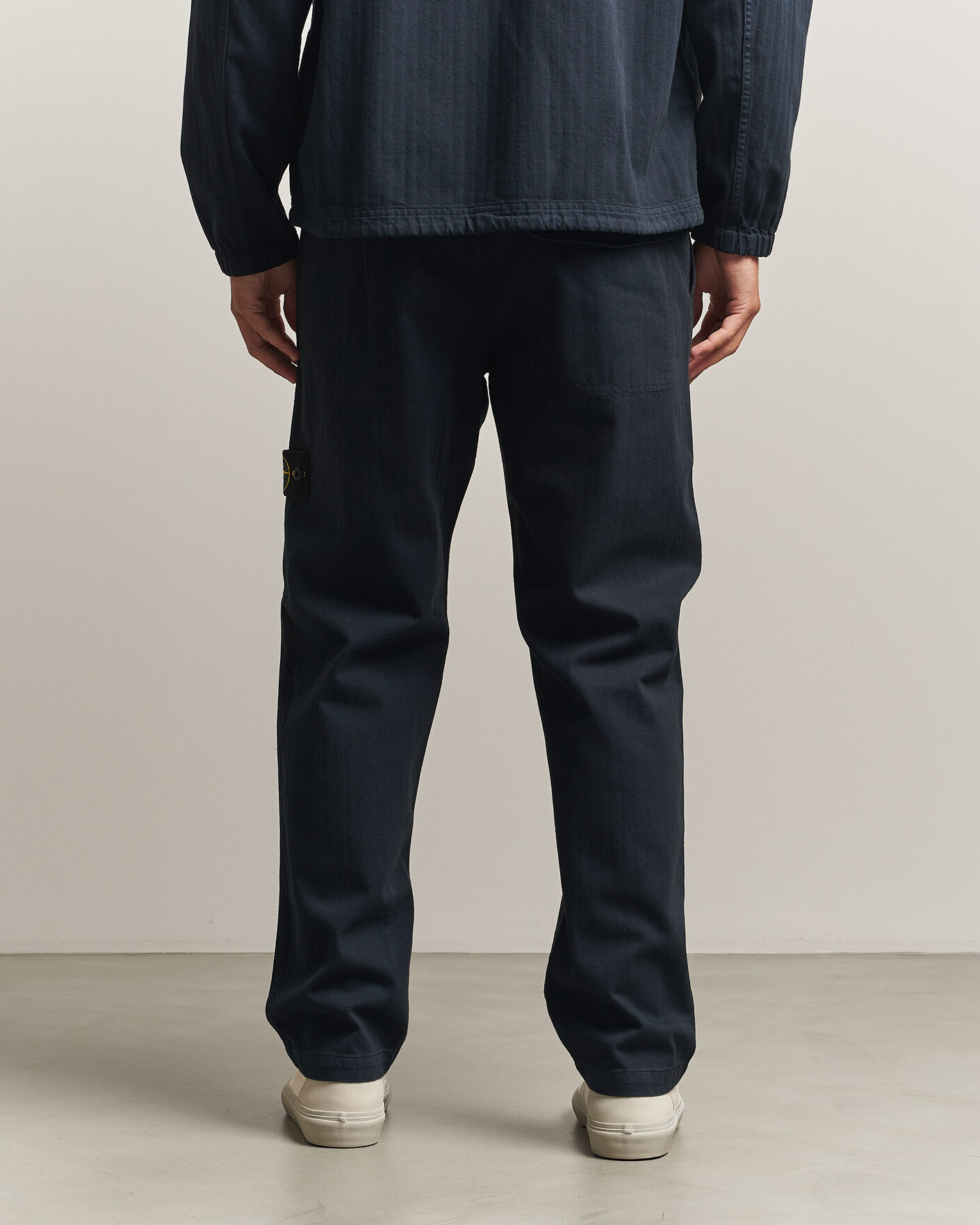 Heren | Broeken | Stone Island | Cotton Herringbone Pants Navy Blue