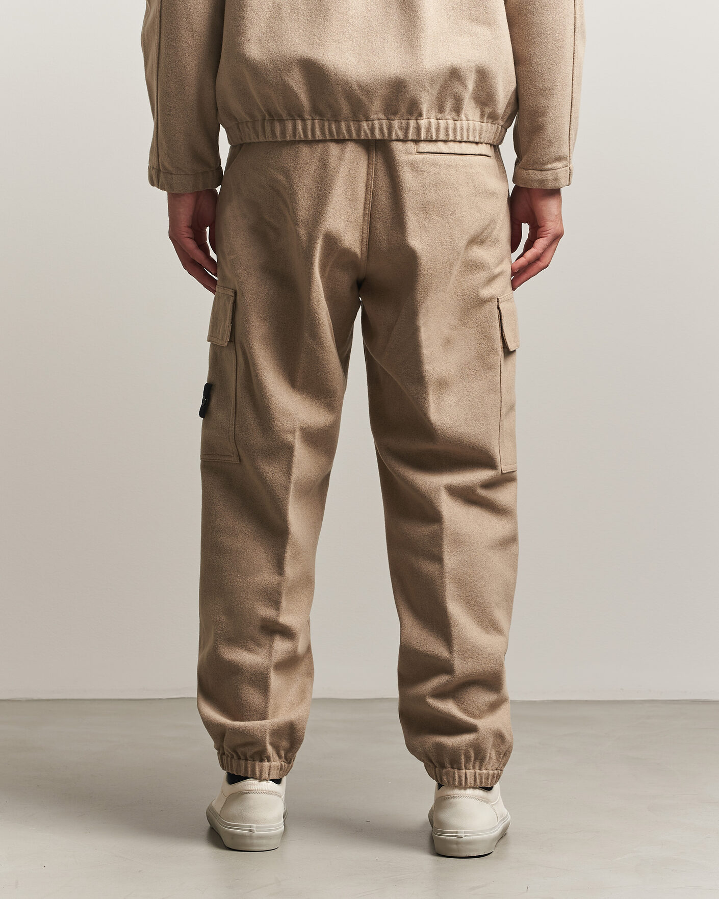 Heren | Broeken | Stone Island | Wool/Nylon Flannel Cargo Trousers Biscuit