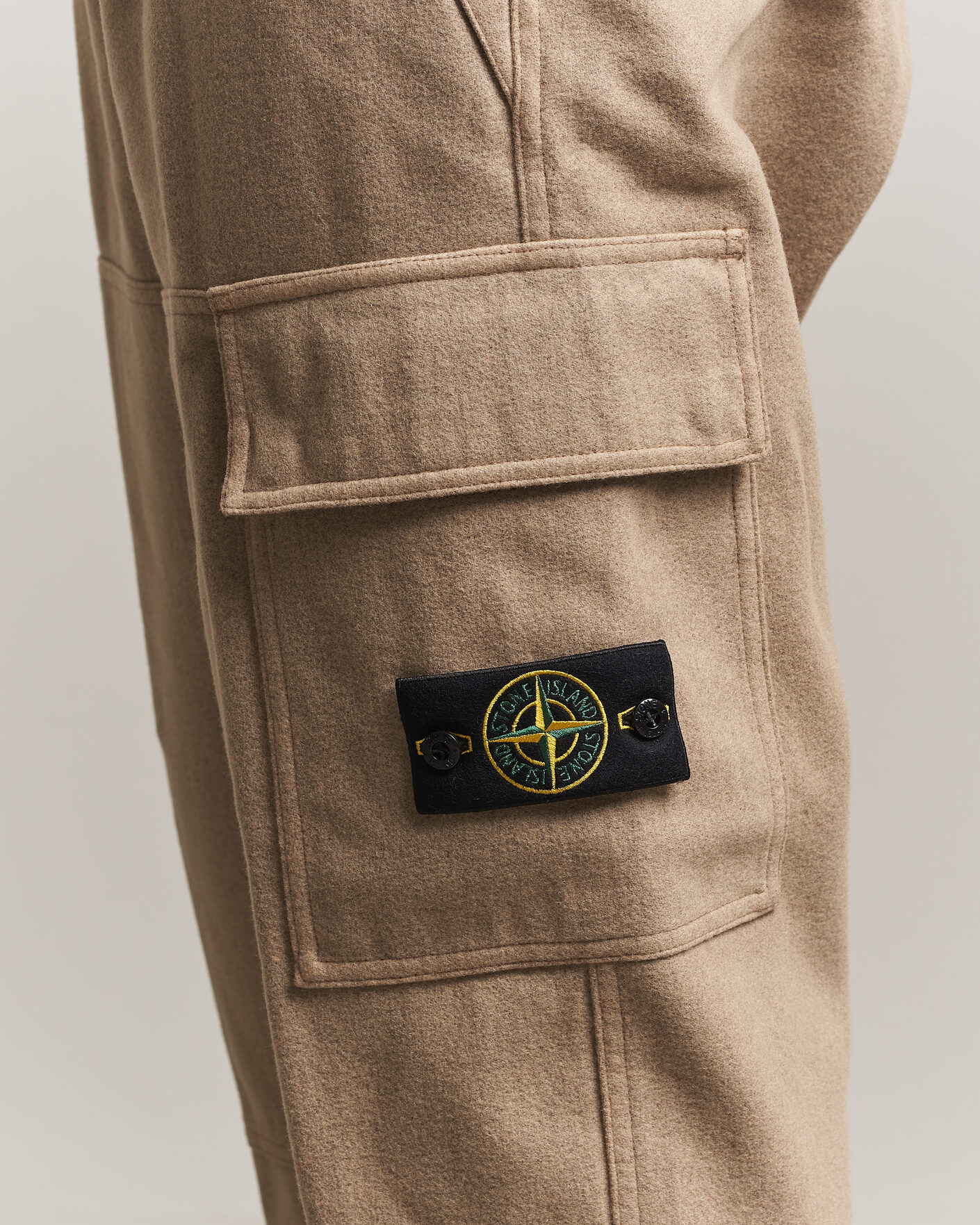 Heren | Broeken | Stone Island | Wool/Nylon Flannel Cargo Trousers Biscuit