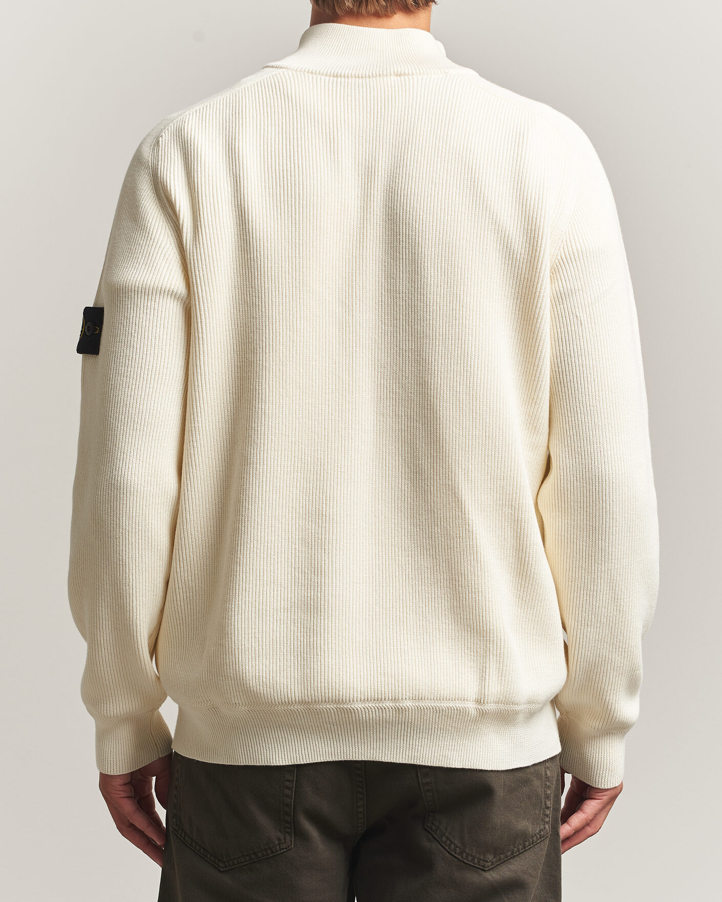 Heren | Truien | Stone Island | Ribbed Soft Organic Cotton Half-Zip Ivory