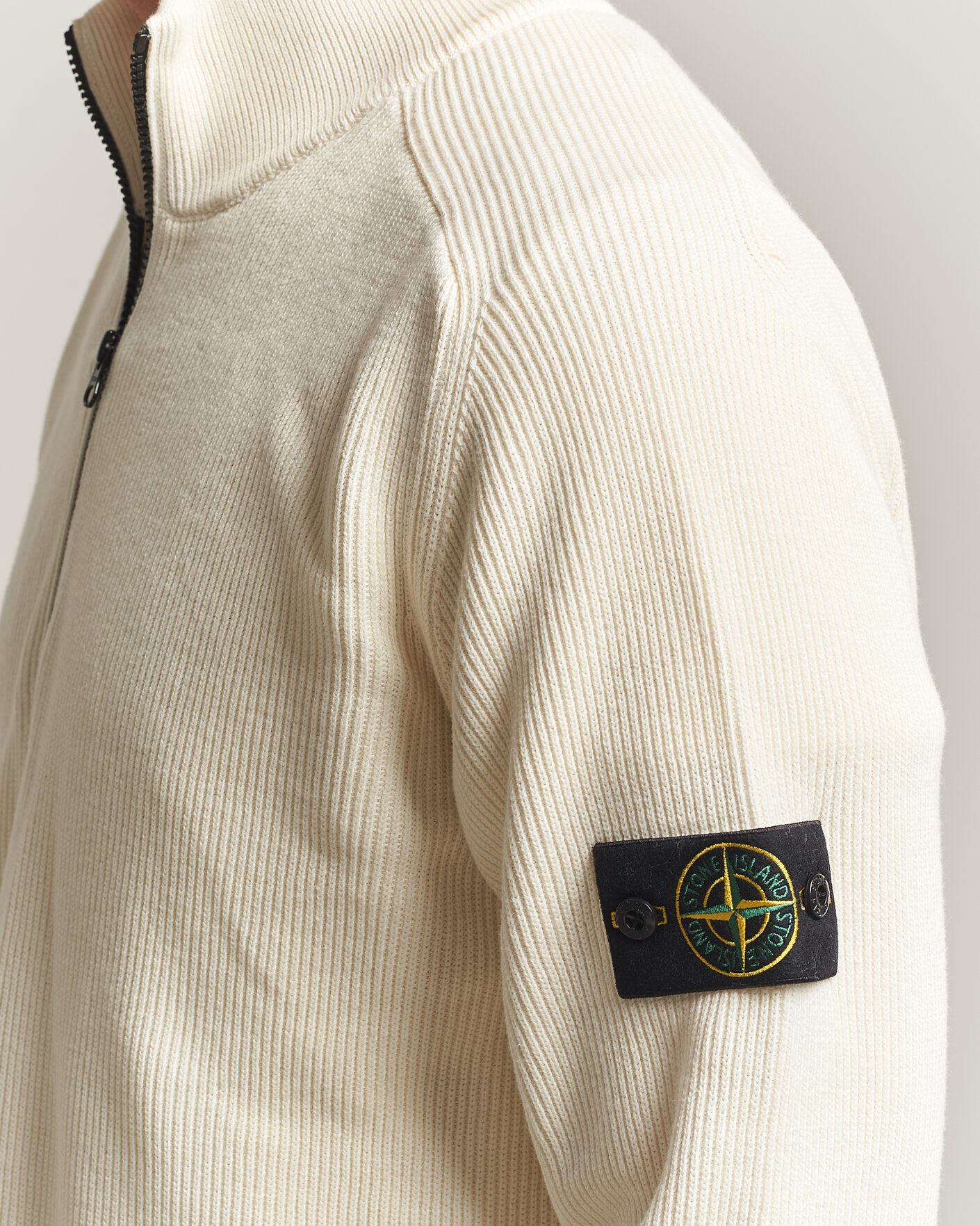 Heren | Truien | Stone Island | Ribbed Soft Organic Cotton Half-Zip Ivory