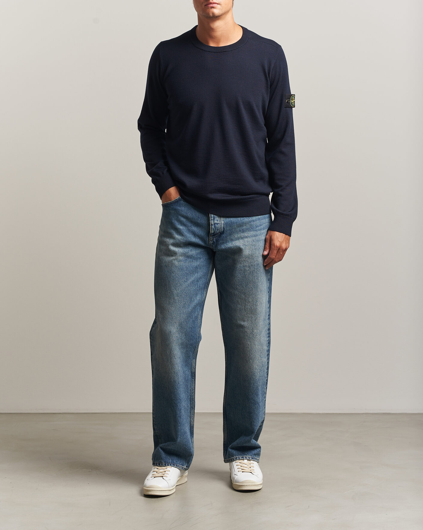 Heren | Truien | Stone Island | Light Pure Wool Crew Neck Navy Blue