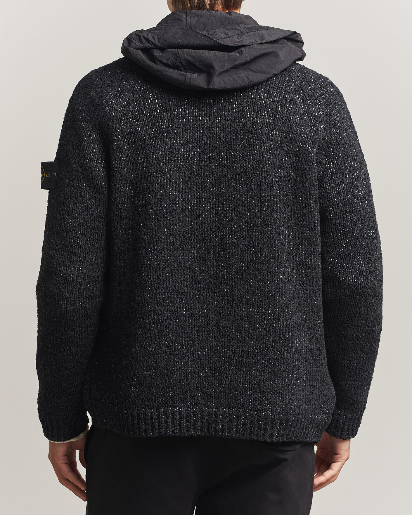Heren | Truien | Stone Island | Brushed Cotton/Nylon Reversible Zip Hood Black