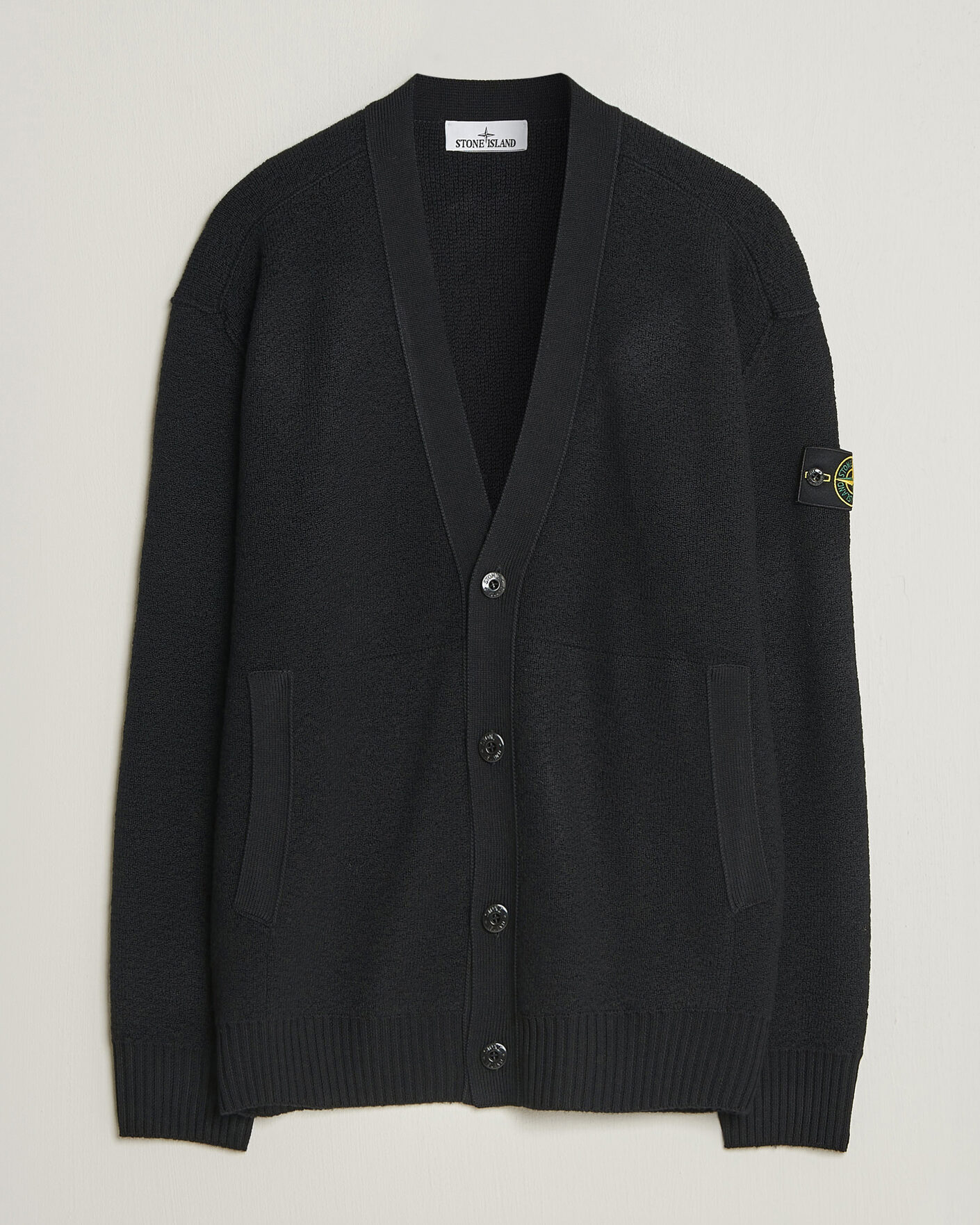 Heren | Truien | Stone Island | Textured Stitch Wool Cardigan Black