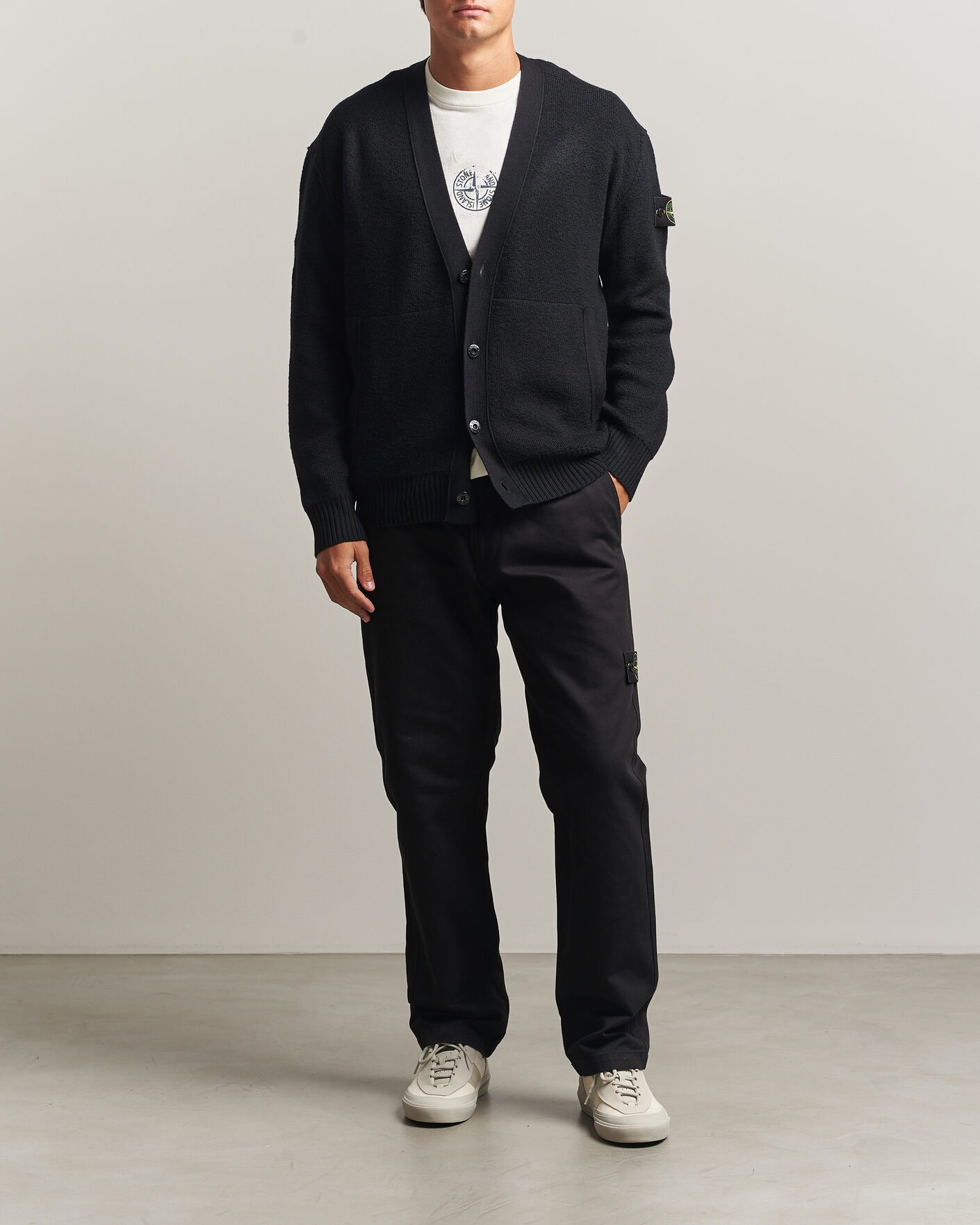 Heren | Truien | Stone Island | Textured Stitch Wool Cardigan Black