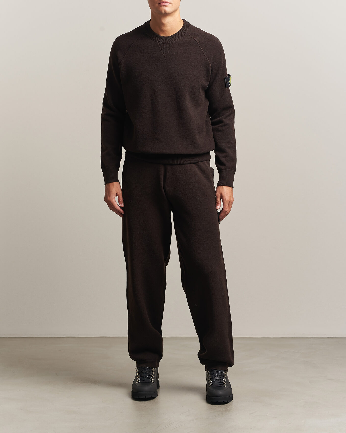 Heren | Truien | Stone Island | Plush Stitch Stretch Wool Sweat Coal Grey