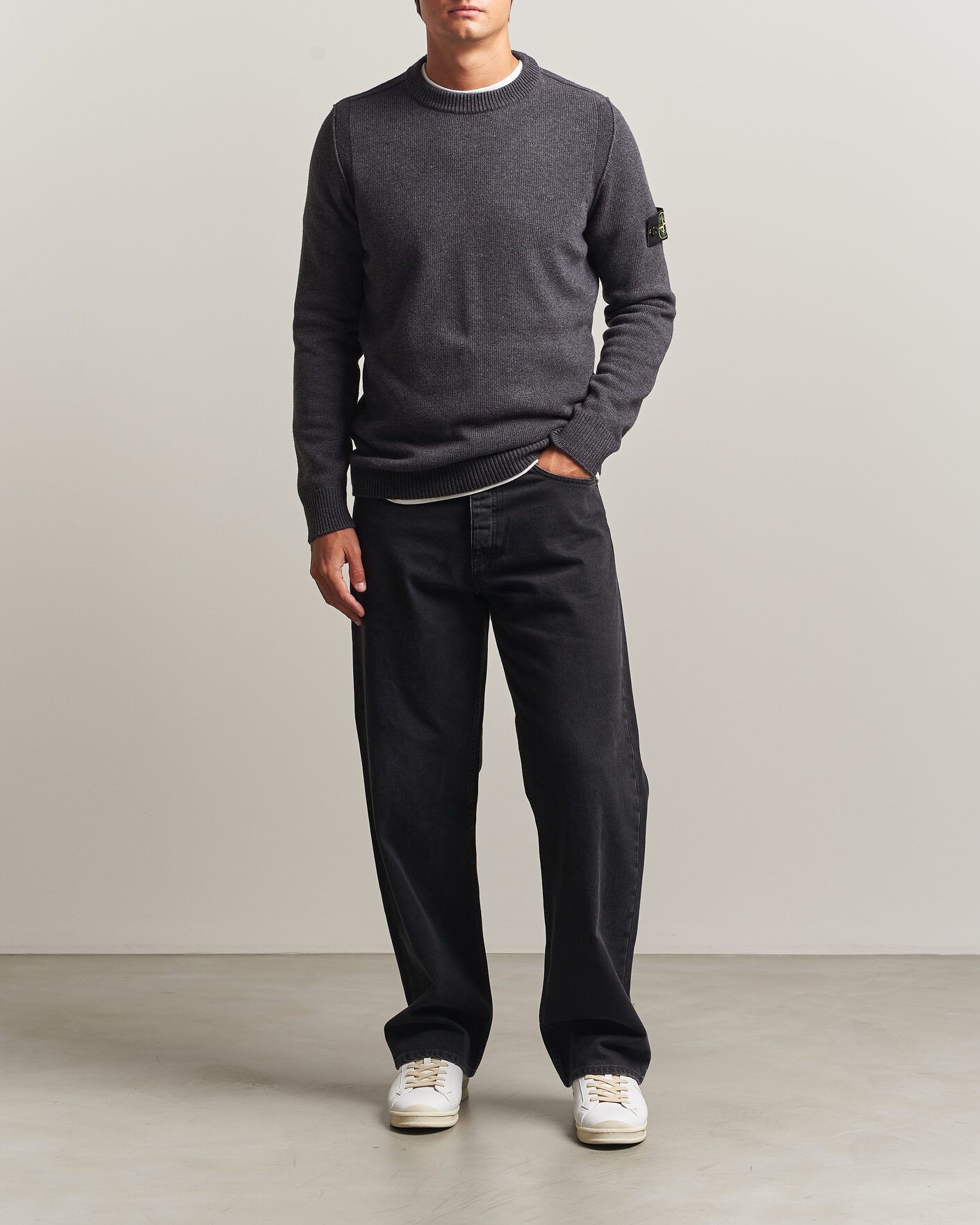 Heren | Truien | Stone Island | Knitted Lambswool Crew Neck Melange Lead