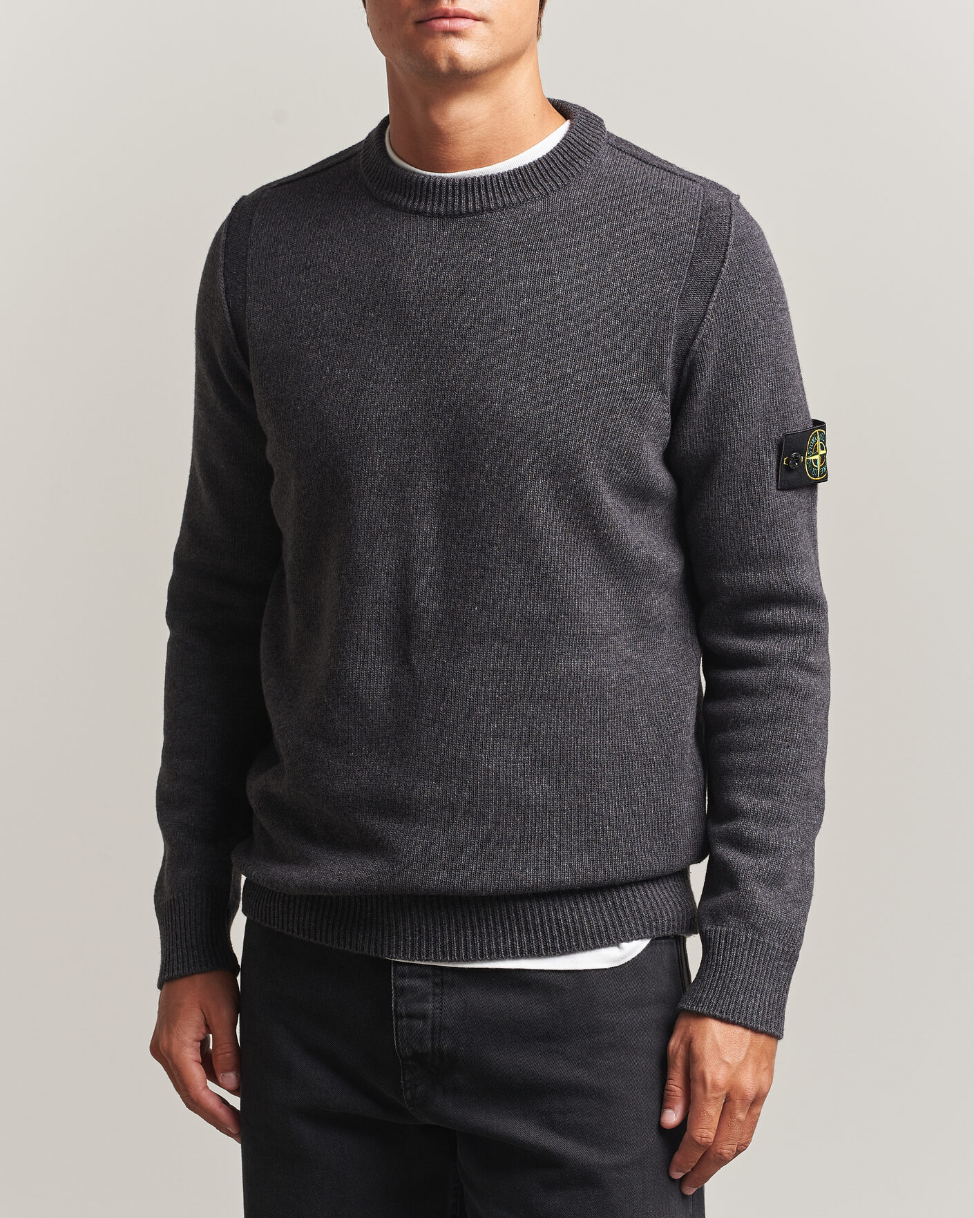 Heren | Truien | Stone Island | Knitted Lambswool Crew Neck Melange Lead