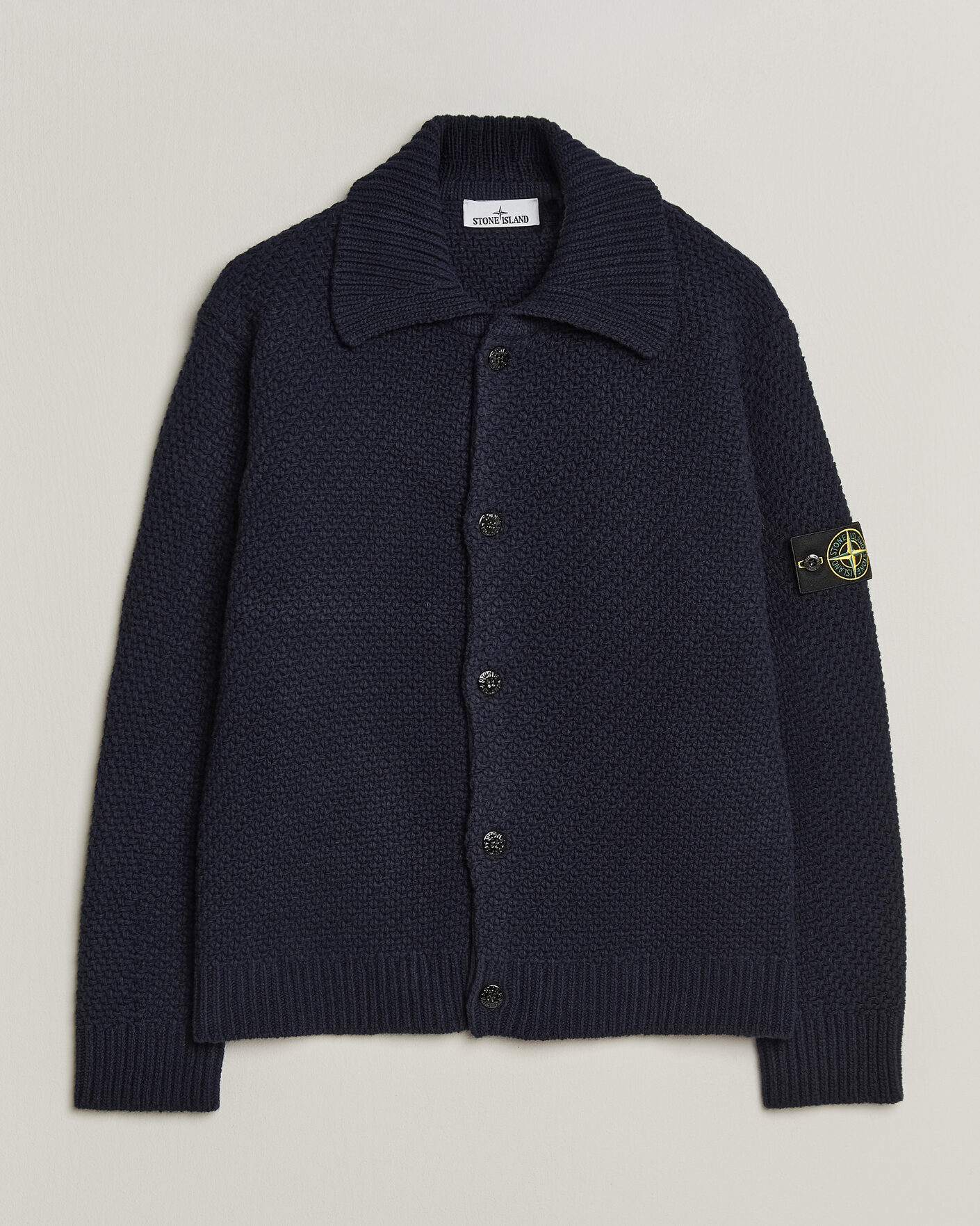 Heren | Truien | Stone Island | Basket Stitch Lambswool Cardigan Navy Blue