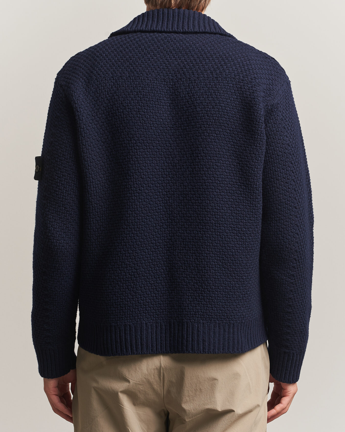 Heren | Truien | Stone Island | Basket Stitch Lambswool Cardigan Navy Blue