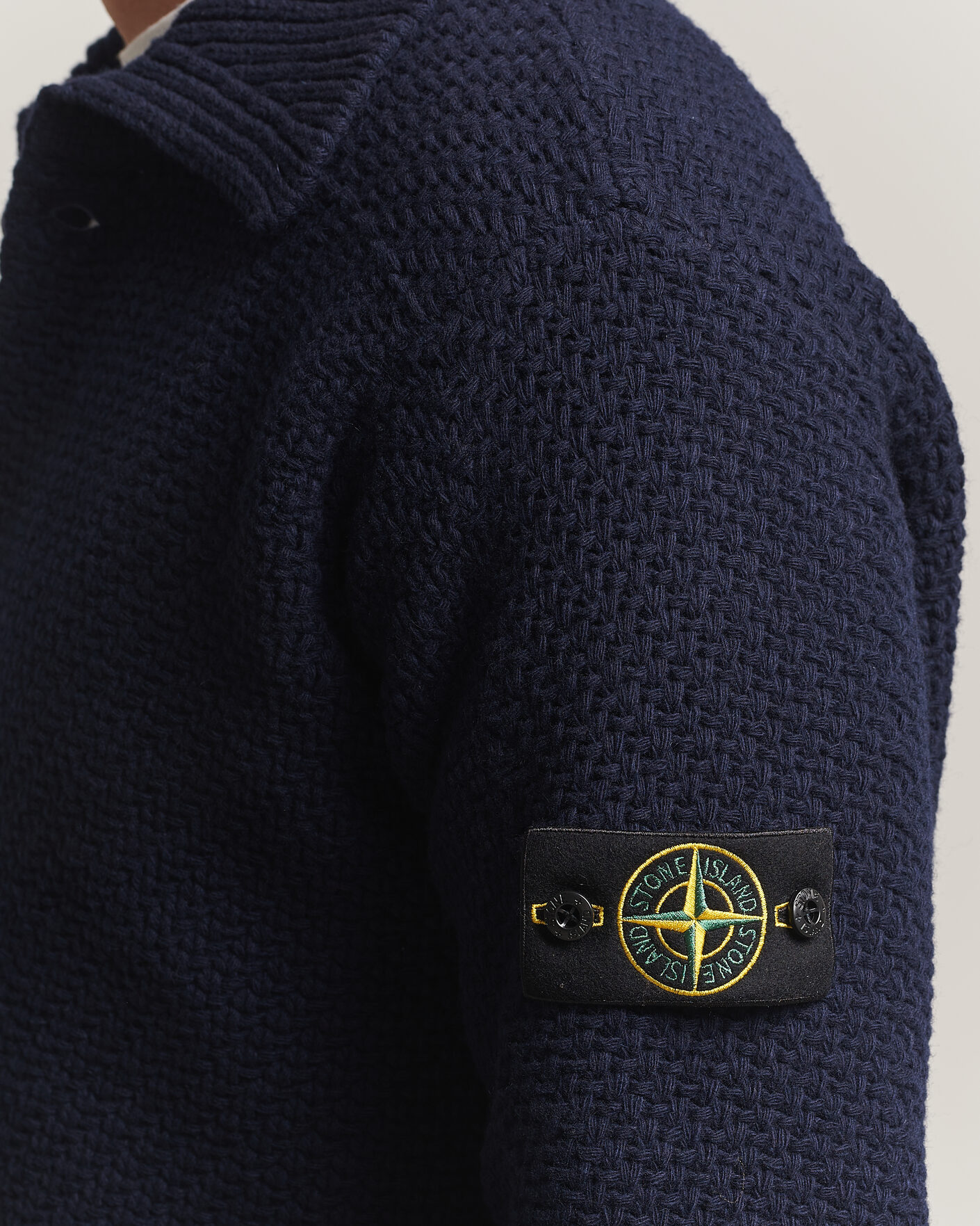 Heren | Truien | Stone Island | Basket Stitch Lambswool Cardigan Navy Blue