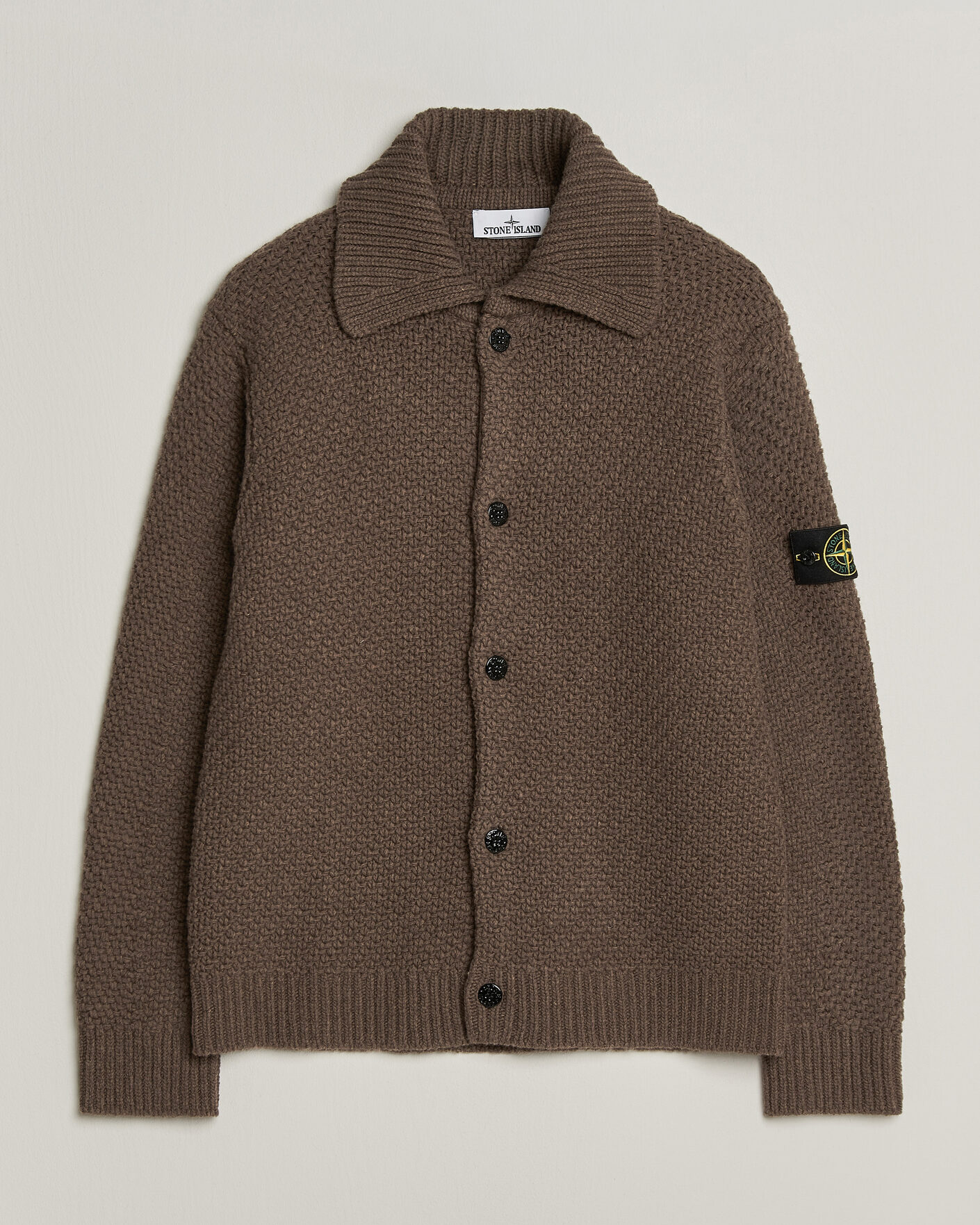 Heren | Truien | Stone Island | Basket Stitch Lambswool Cardigan Umber Melange