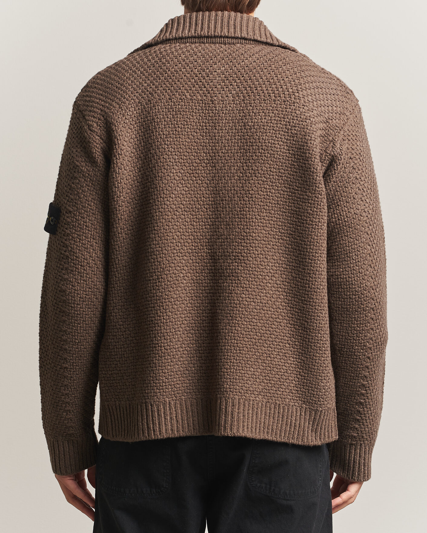 Heren | Truien | Stone Island | Basket Stitch Lambswool Cardigan Umber Melange