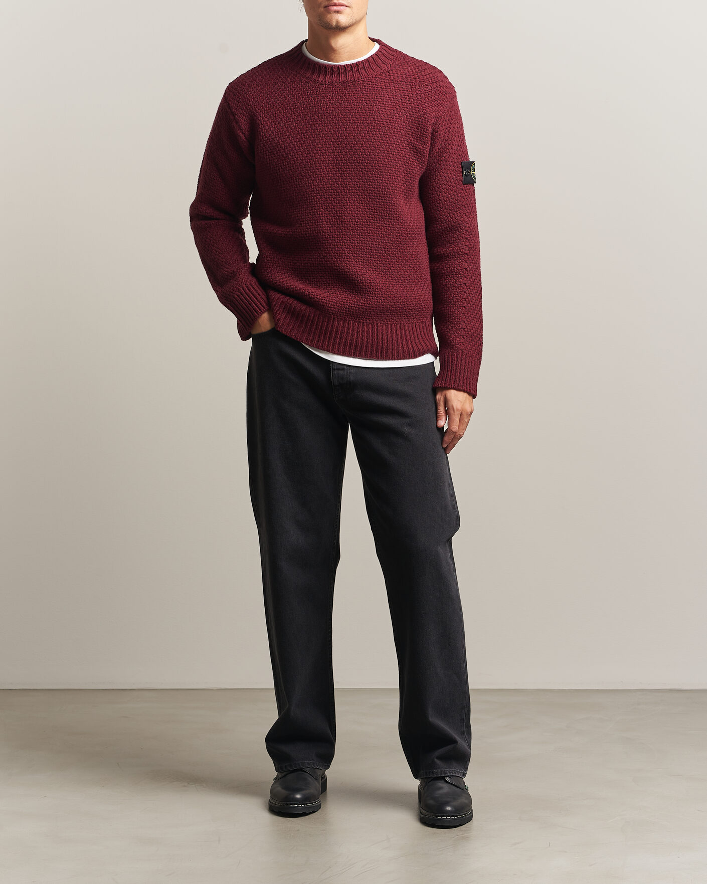 Heren | Truien | Stone Island | Basket Stitch Lambswool Crew Neck Amaranth