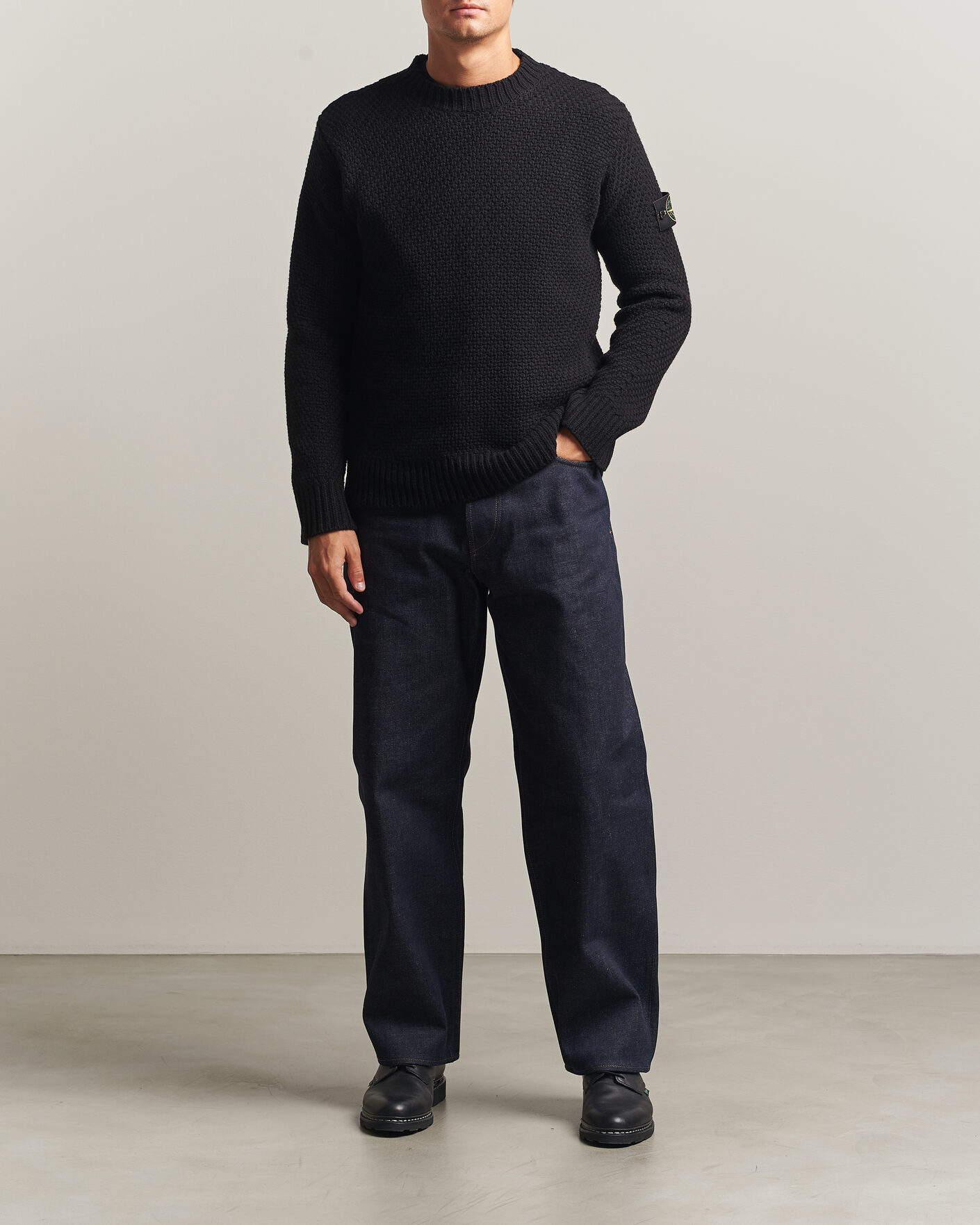 Heren | Truien | Stone Island | Basket Stitch Lambswool Crew Neck Black