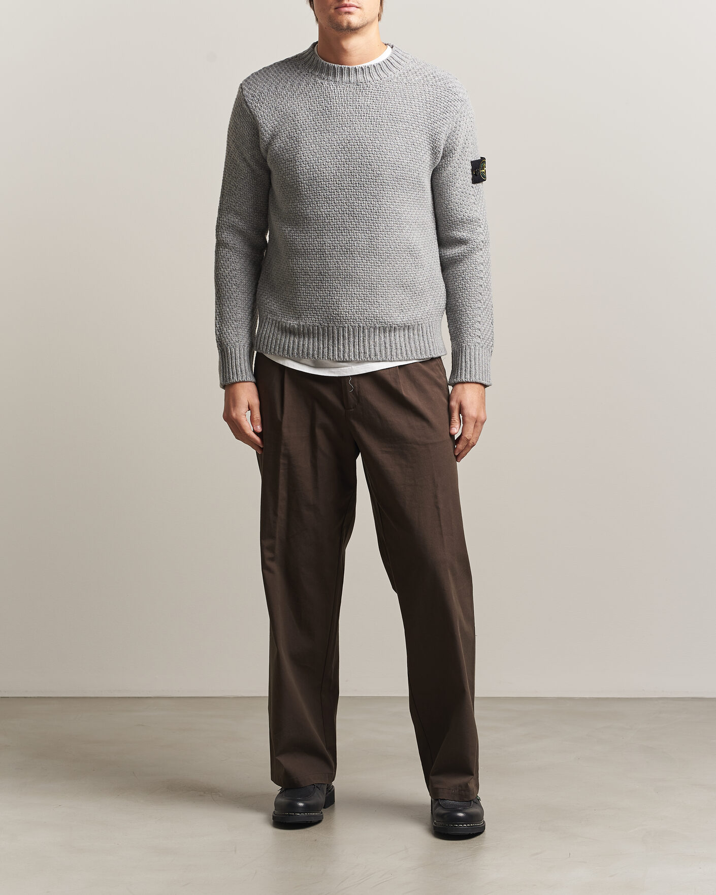 Heren | Truien | Stone Island | Basket Stitch Lambswool Crew Neck Grey Melange