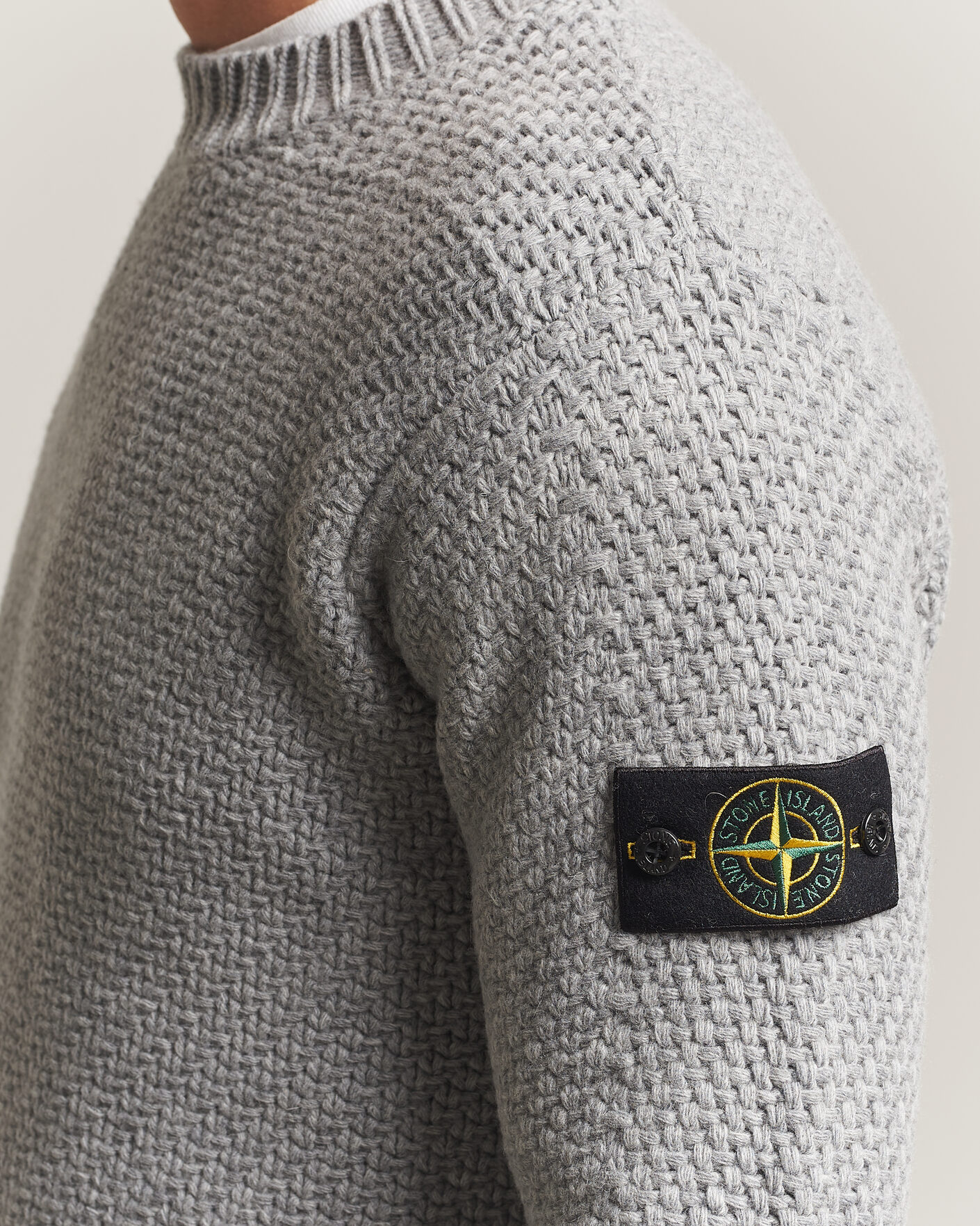 Heren | Truien | Stone Island | Basket Stitch Lambswool Crew Neck Grey Melange
