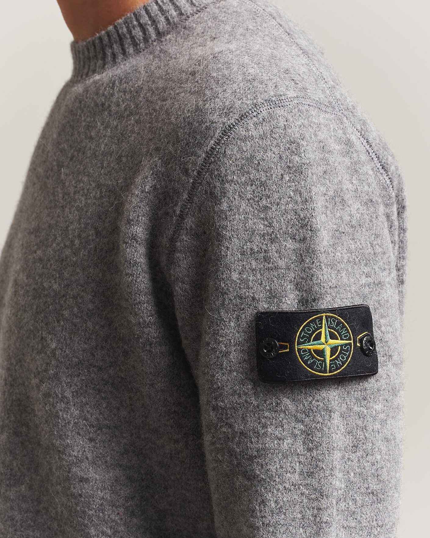 Heren | Truien | Stone Island | Baby Alpaca Blend Contrast Crew Grey Melange