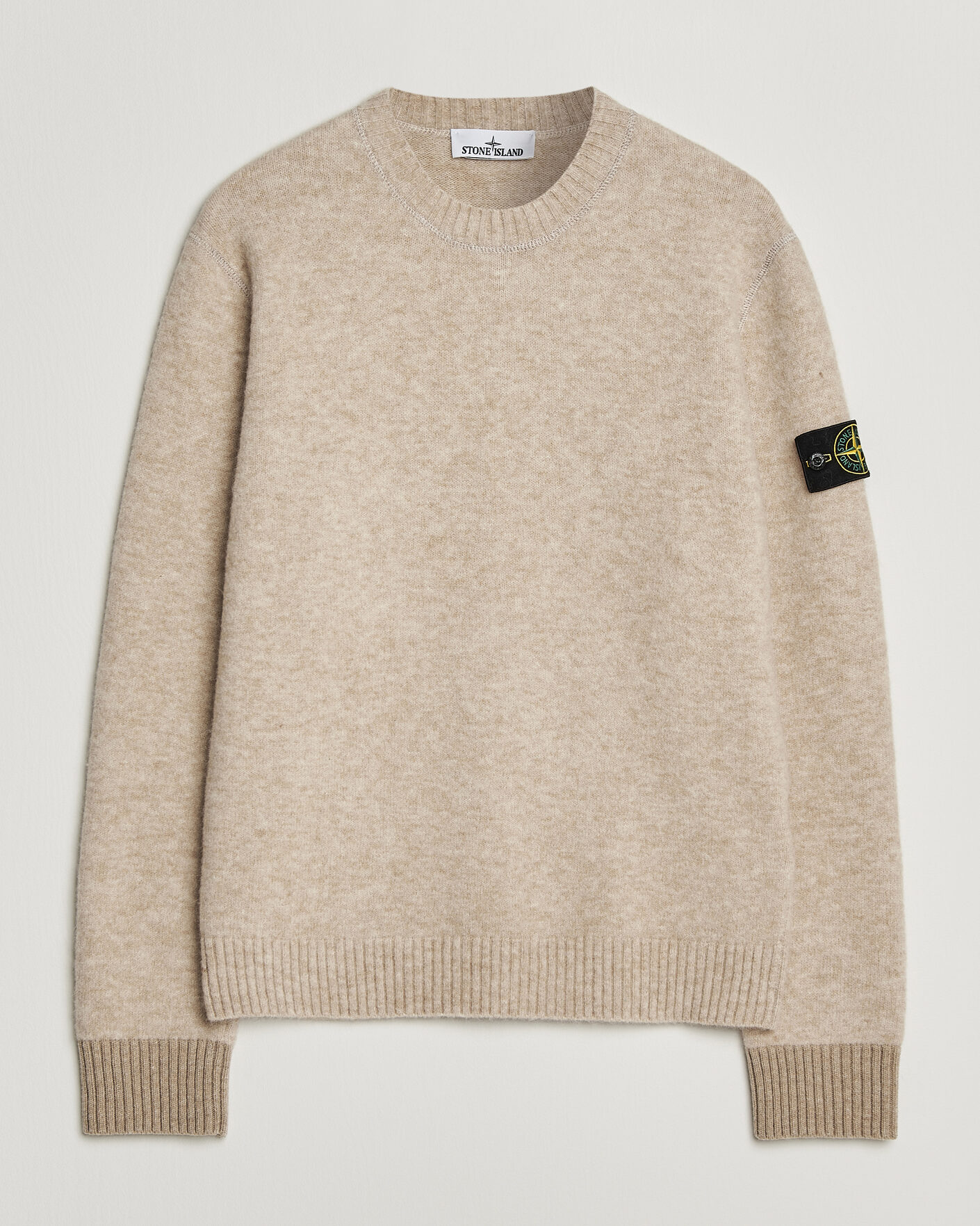 Heren | Truien | Stone Island | Baby Alpaca Blend Contrast Crew Beige Melange