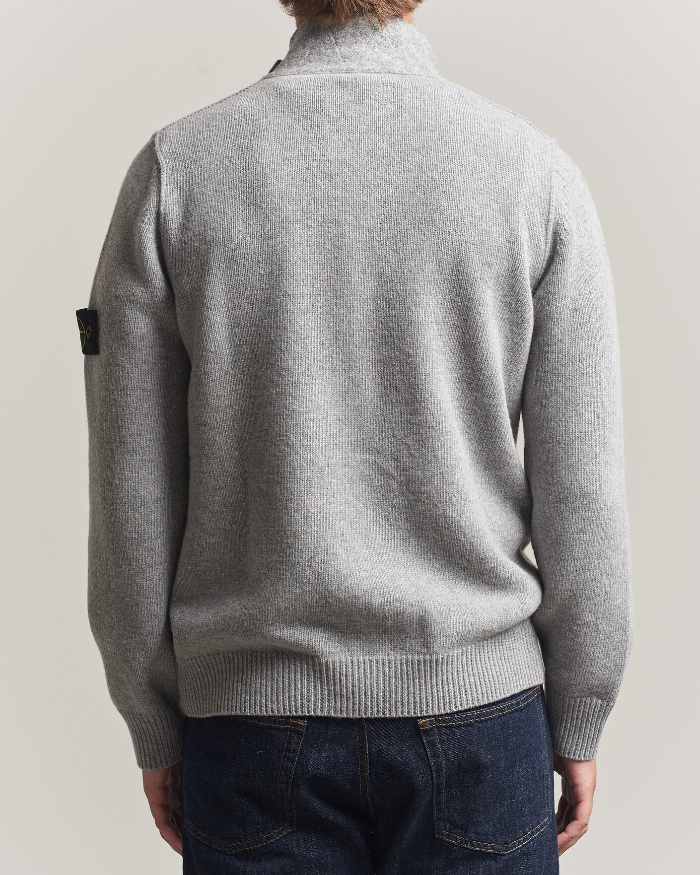 Heren | Truien | Stone Island | Knitted Lambswool Zip Button Cardigan Grey Melange