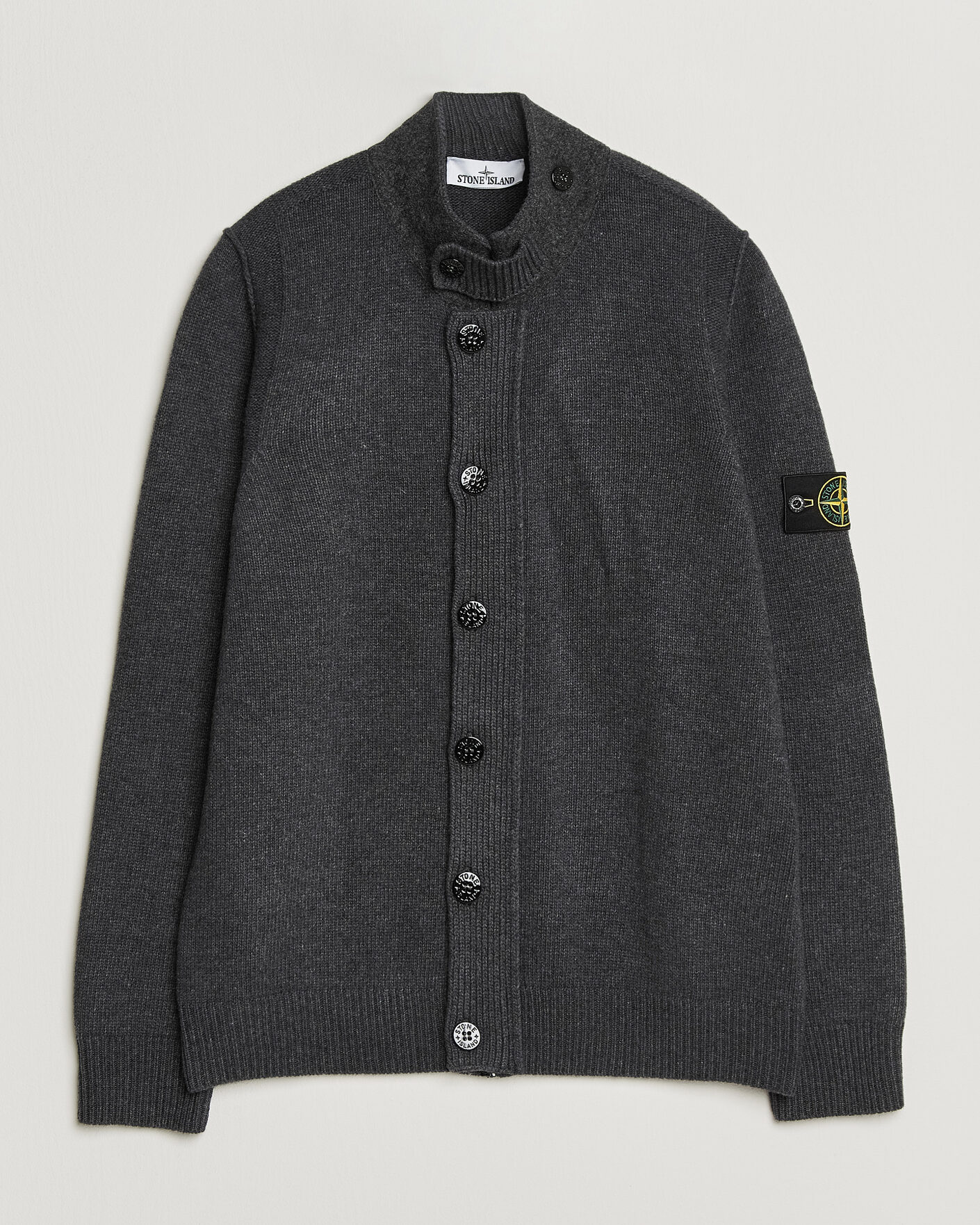 Heren | Truien | Stone Island | Knitted Lambswool Zip Button Cardigan Melange Lead