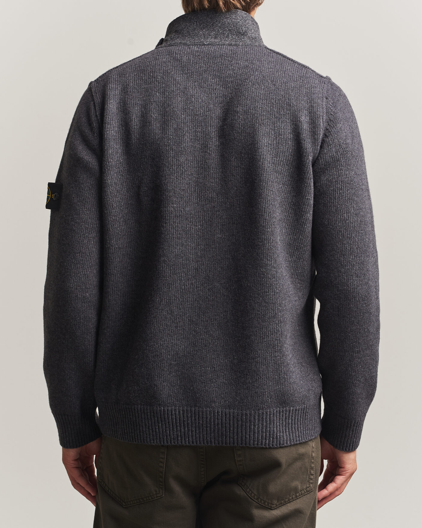 Heren | Truien | Stone Island | Knitted Lambswool Zip Button Cardigan Melange Lead