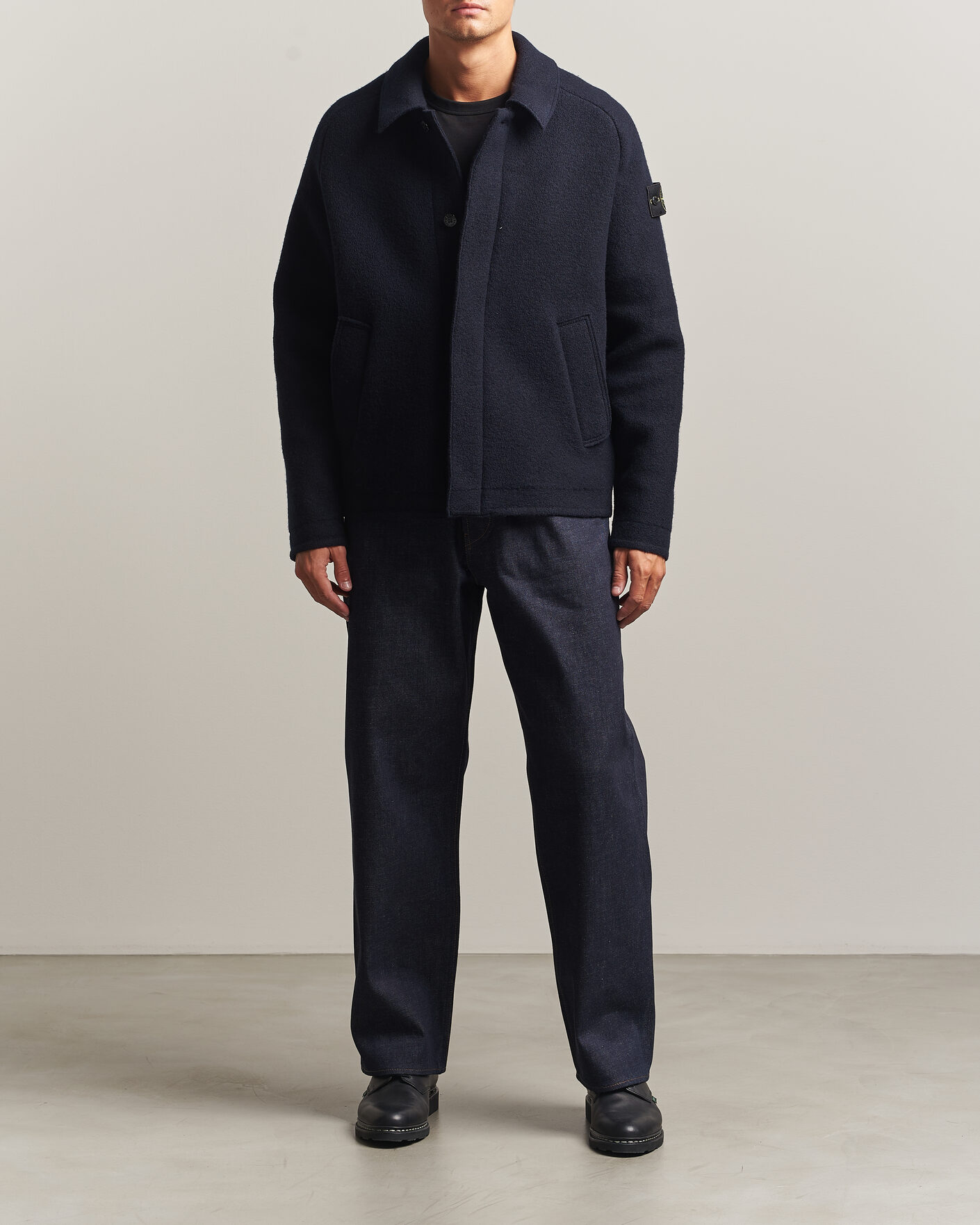 Heren | Truien | Stone Island | Felted Wool Cardigan Navy Blue