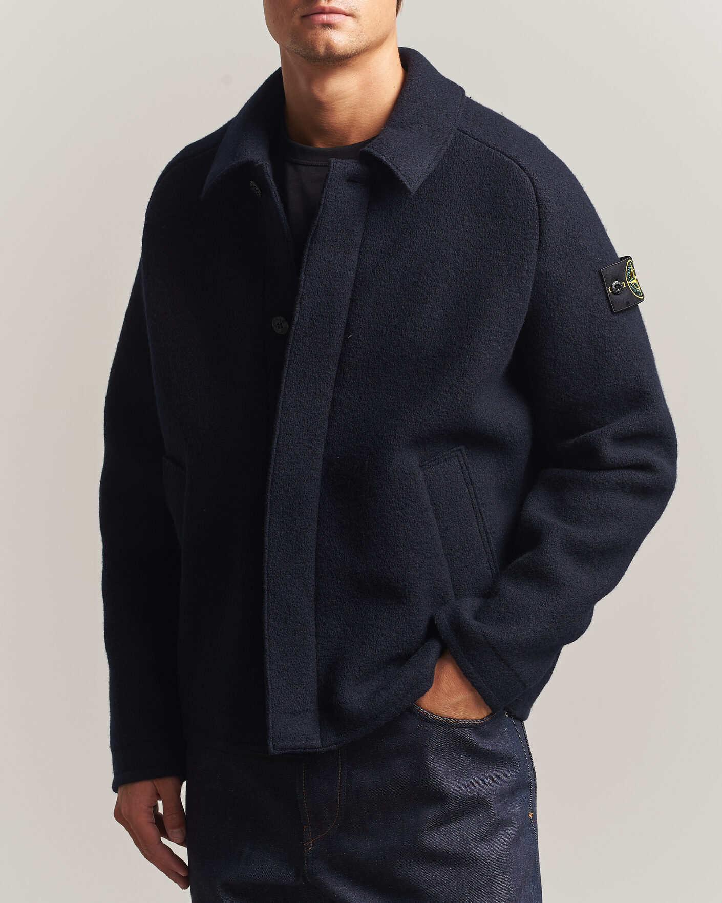 Heren | Truien | Stone Island | Felted Wool Cardigan Navy Blue