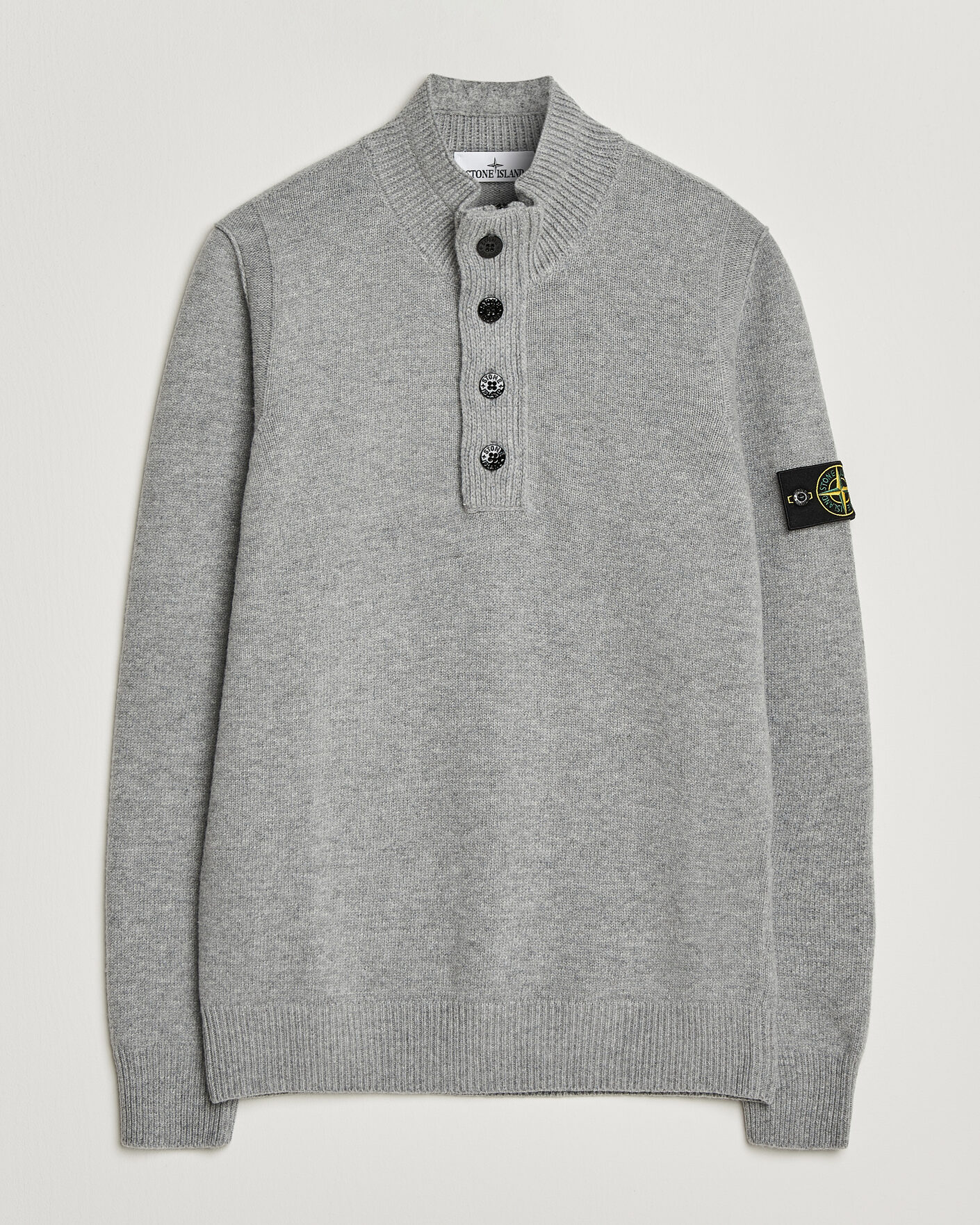 Heren | Truien | Stone Island | Knitted Lambswool Half Button Zip Grey Melange
