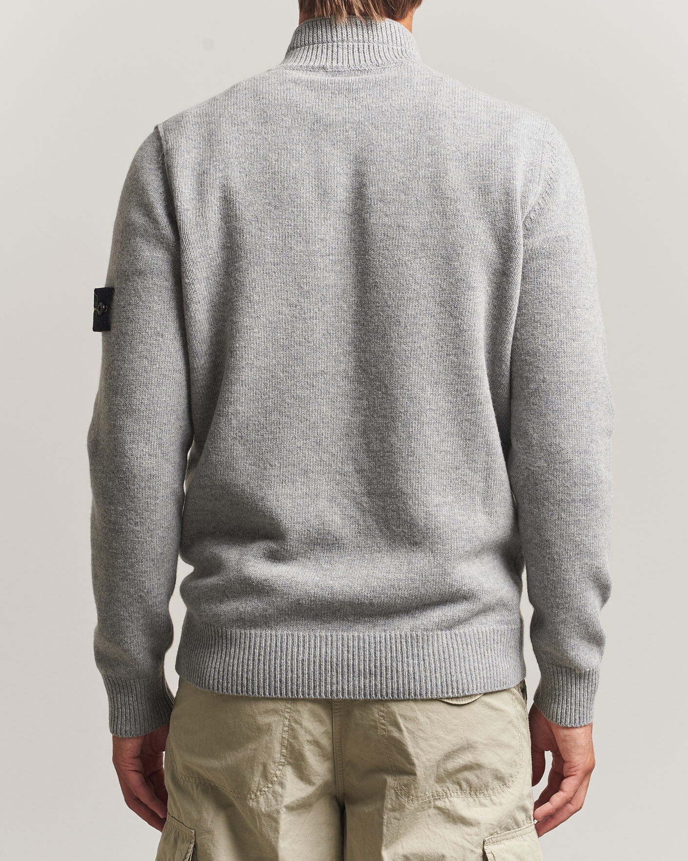 Heren | Truien | Stone Island | Knitted Lambswool Half Button Zip Grey Melange