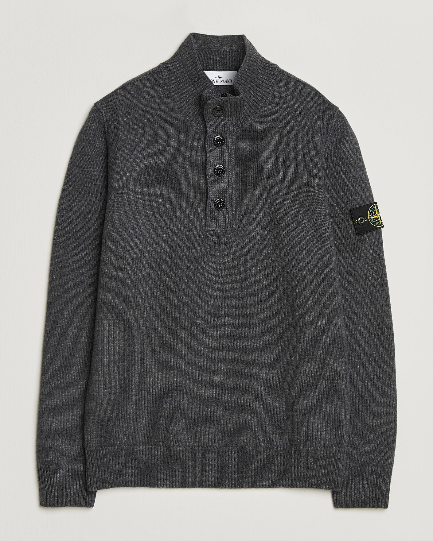 Heren | Truien | Stone Island | Knitted Lambswool Half Button Zip Melange Lead