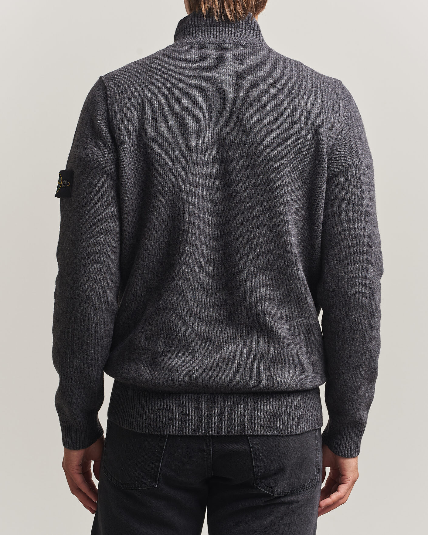 Heren | Truien | Stone Island | Knitted Lambswool Half Button Zip Melange Lead