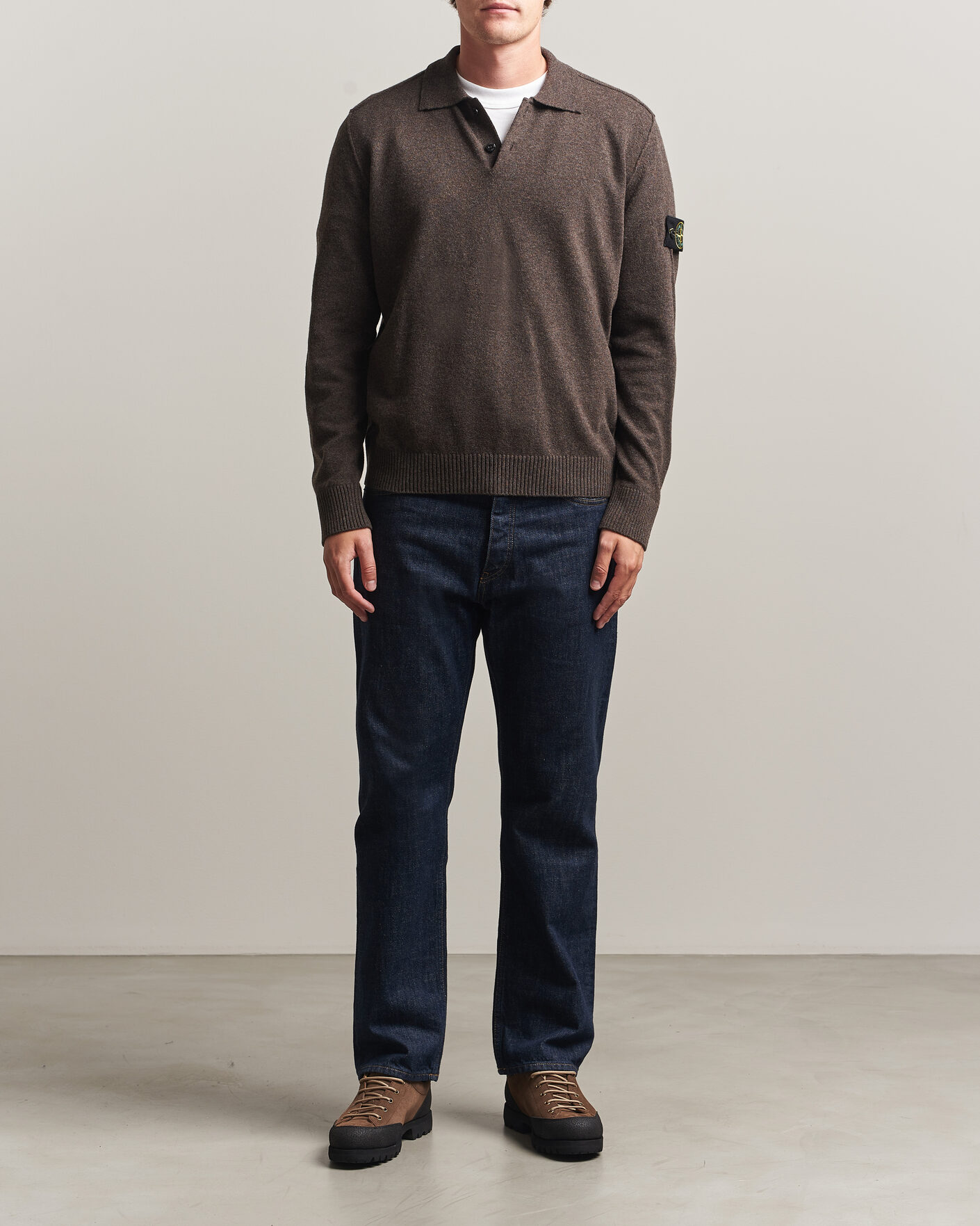 Heren | Truien | Stone Island | Knitted Geelong Wool Polo Melange Lead
