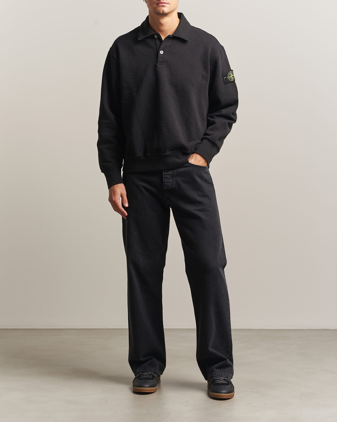 Heren | Truien | Stone Island | Tubular Cotton Fleece Polo Black