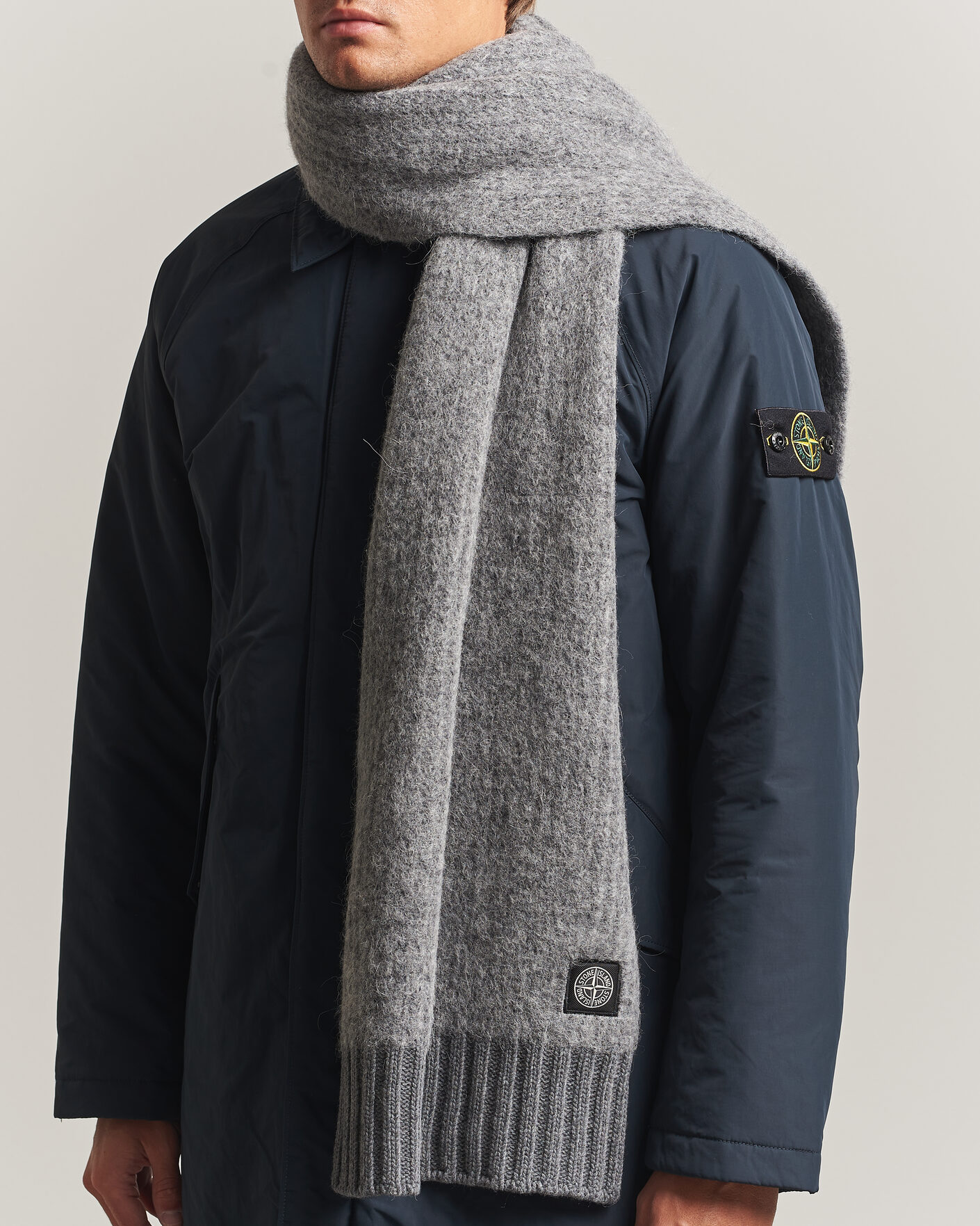 Heren | Sjaals | Stone Island | Baby Alpaca Blend Scarf Grey Melange