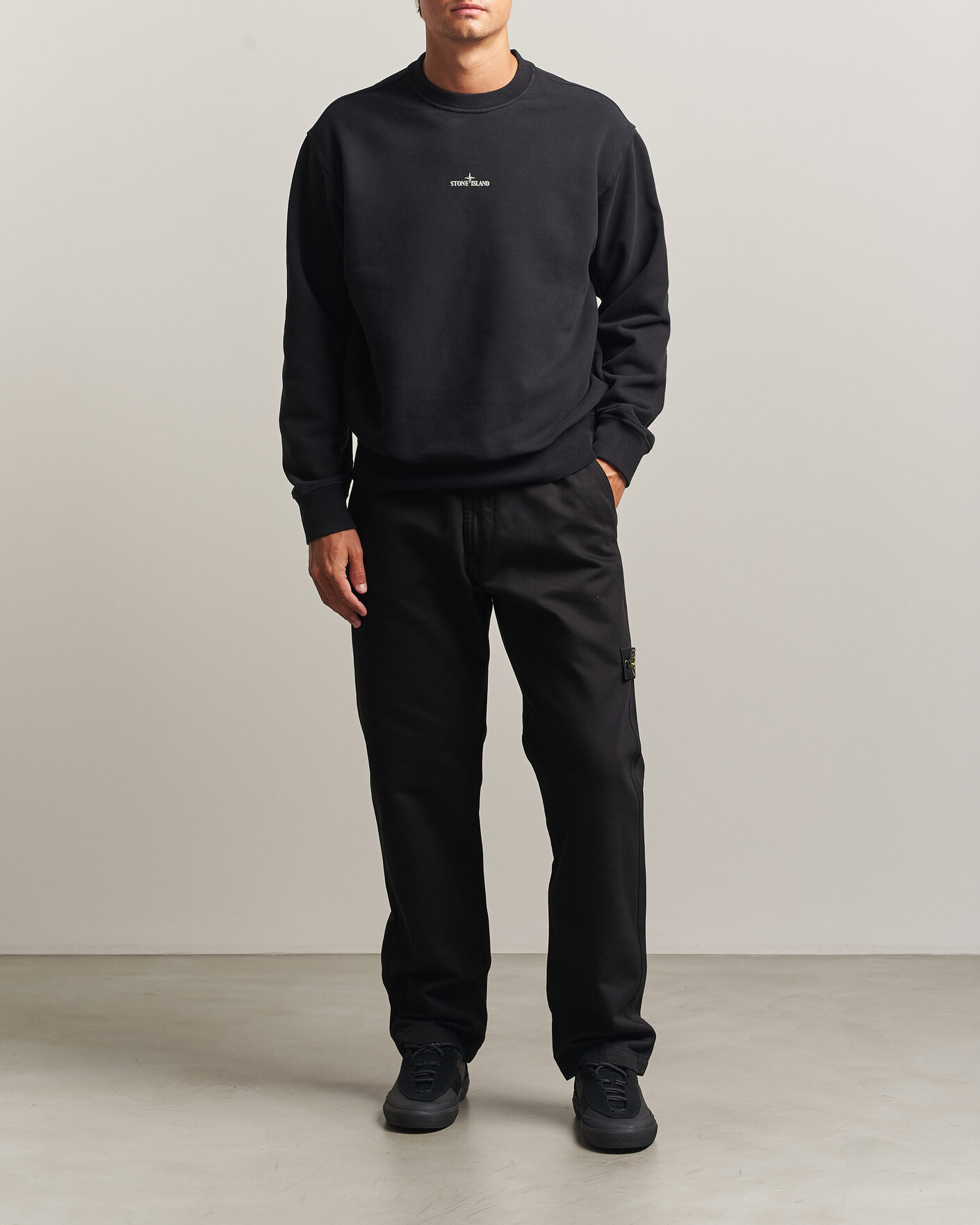Heren | Truien | Stone Island | Cotton Fleece Blurred Compas Print Sweatshirt Black