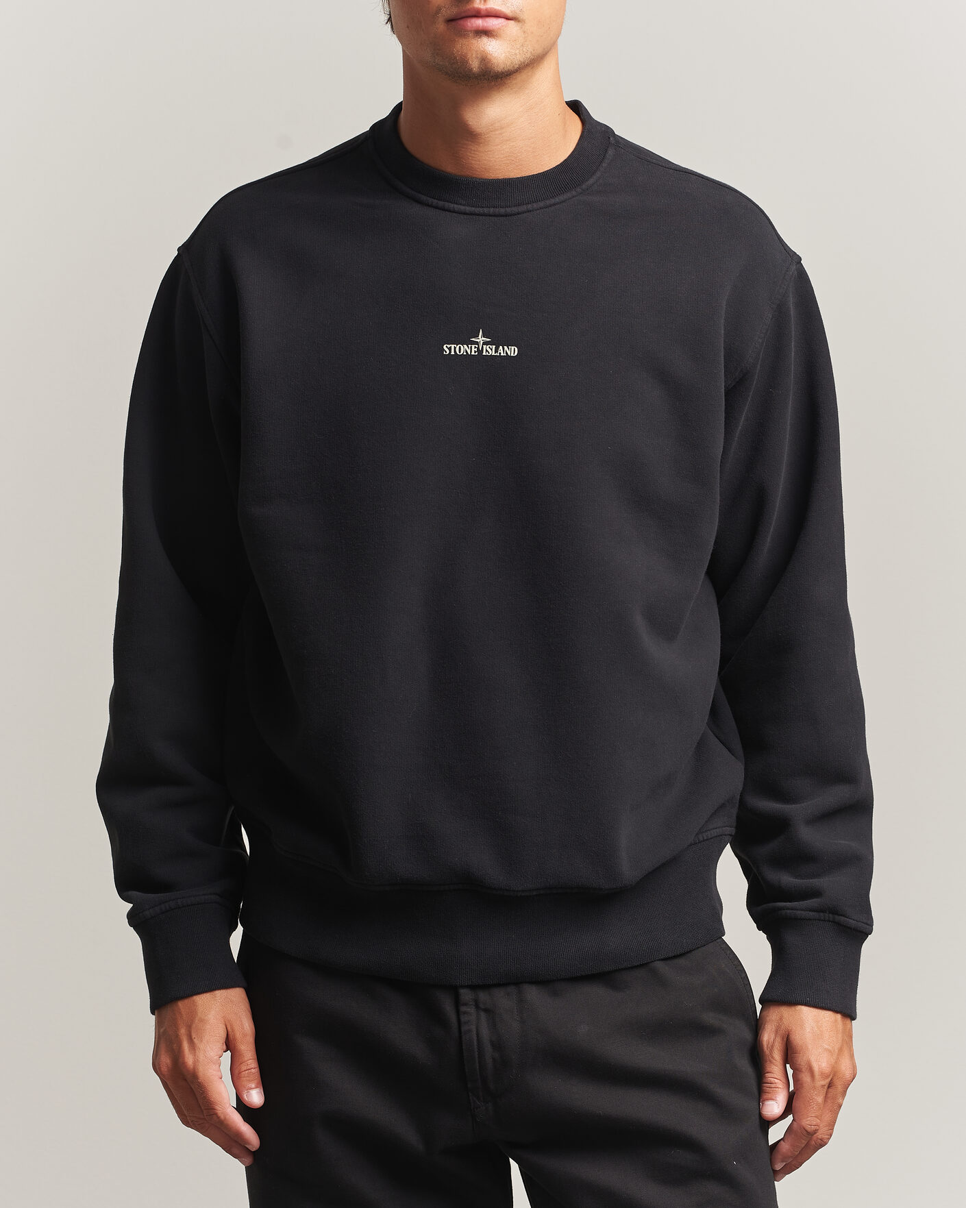 Heren | Truien | Stone Island | Cotton Fleece Blurred Compas Print Sweatshirt Black