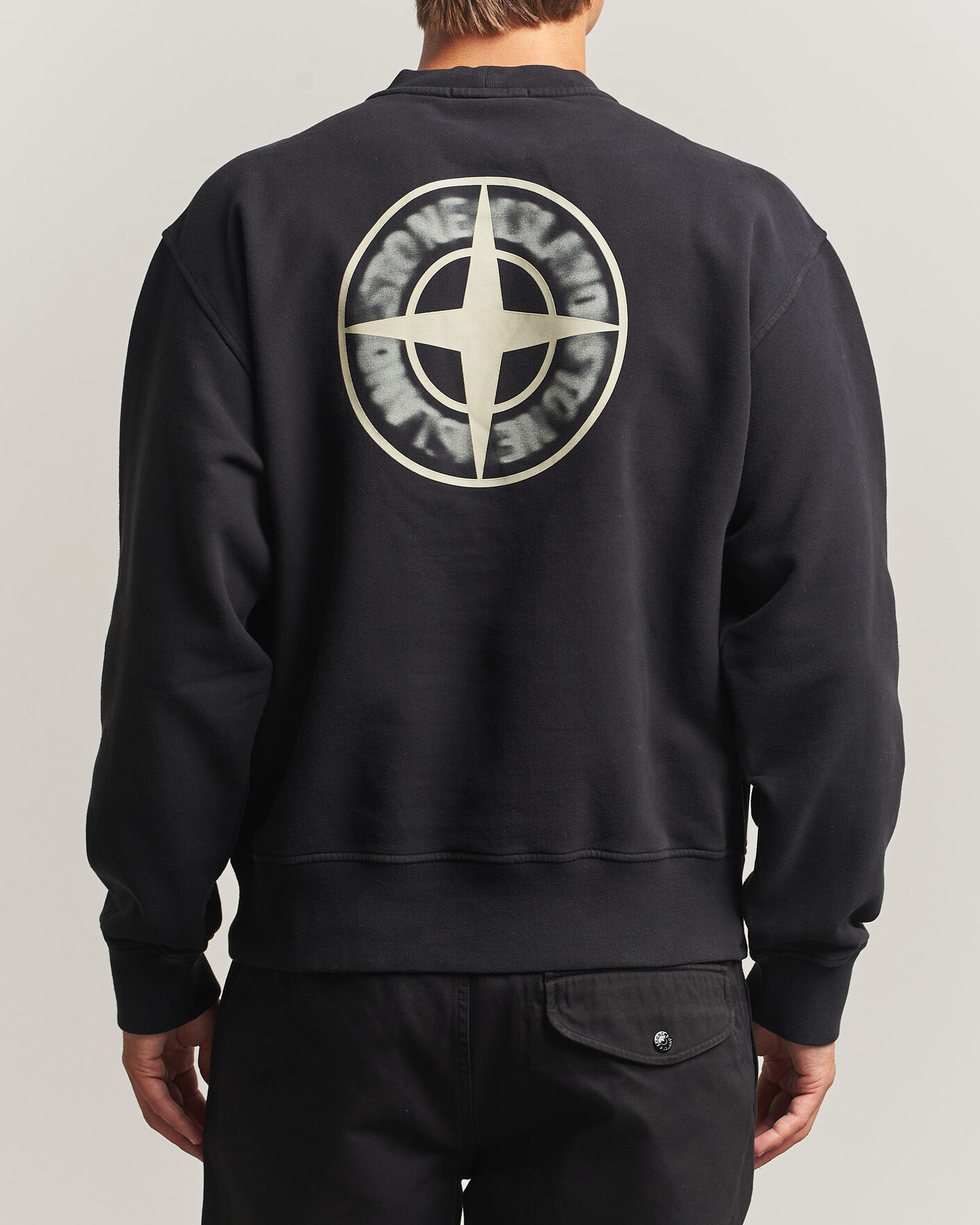 Heren | Truien | Stone Island | Cotton Fleece Blurred Compas Print Sweatshirt Black