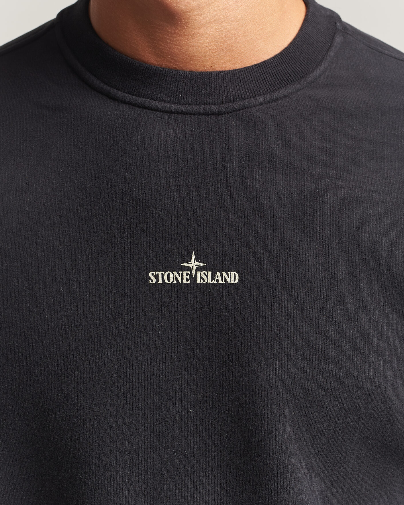 Heren | Truien | Stone Island | Cotton Fleece Blurred Compas Print Sweatshirt Black