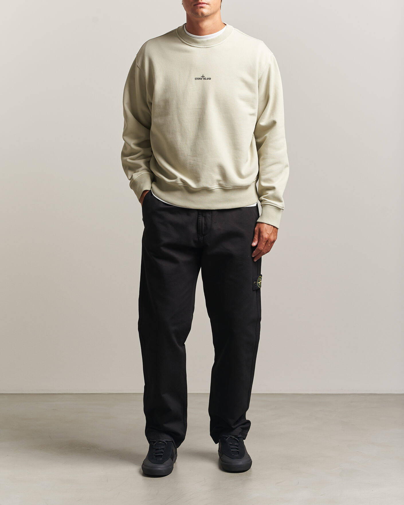 Heren | Truien | Stone Island | Cotton Fleece Blurred Compas Print Sweatshirt Sand