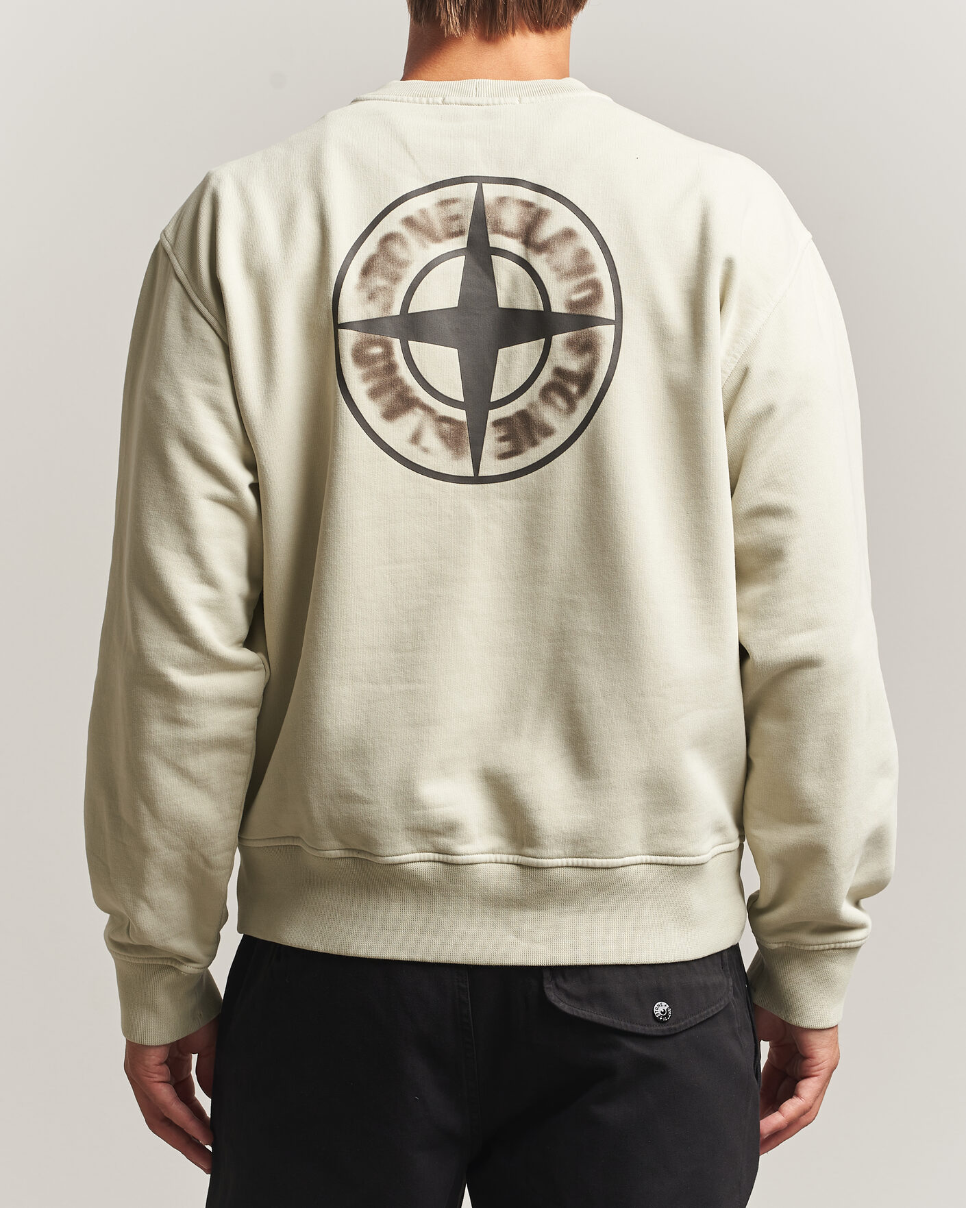 Heren | Truien | Stone Island | Cotton Fleece Blurred Compas Print Sweatshirt Sand