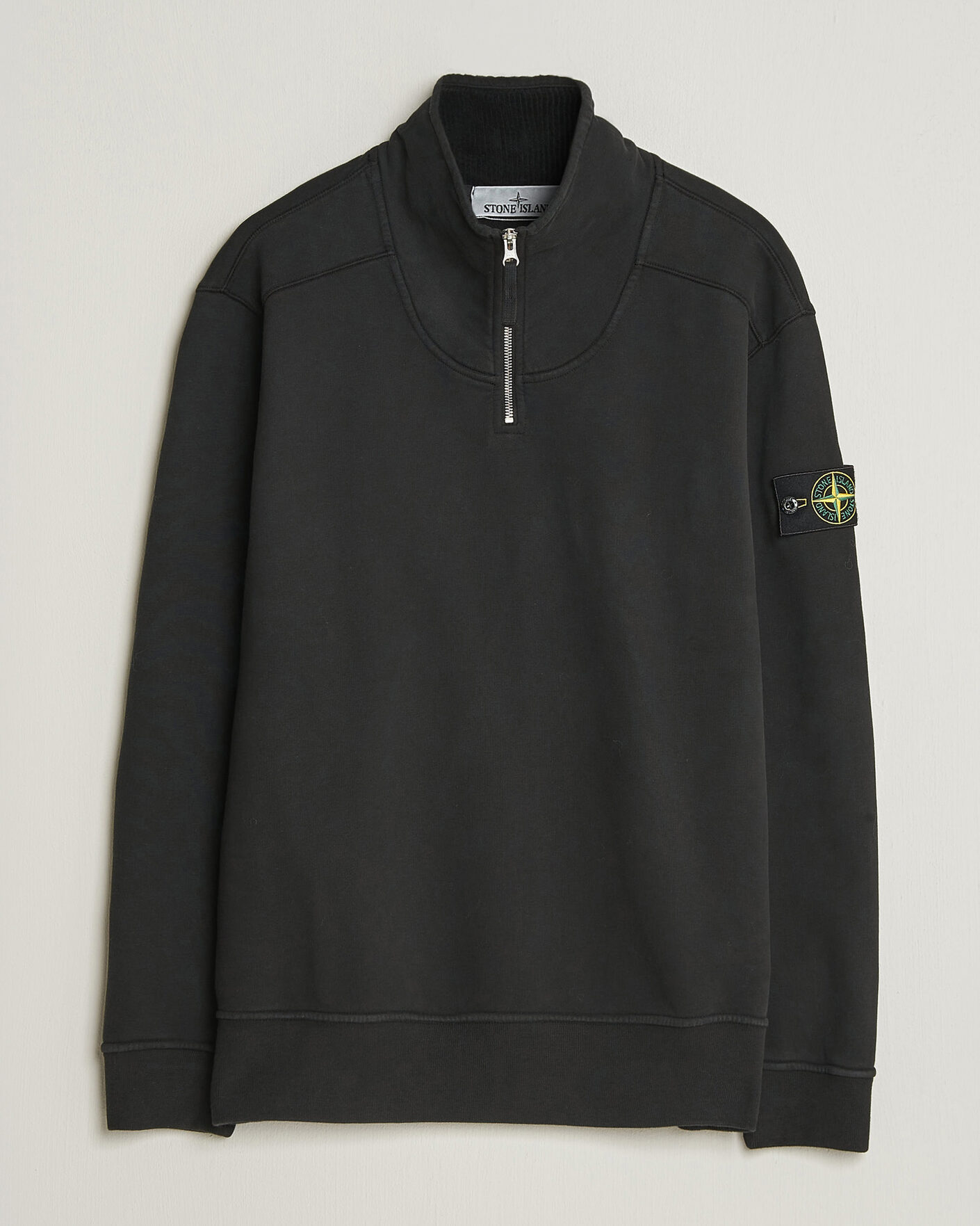 Heren | Truien | Stone Island | Brushed Cotton Fleece Half Zip Black