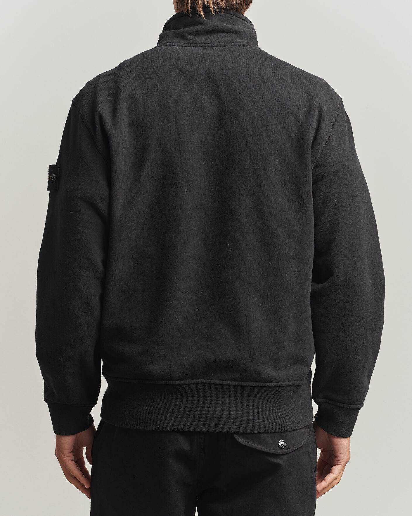 Heren | Truien | Stone Island | Brushed Cotton Fleece Half Zip Black