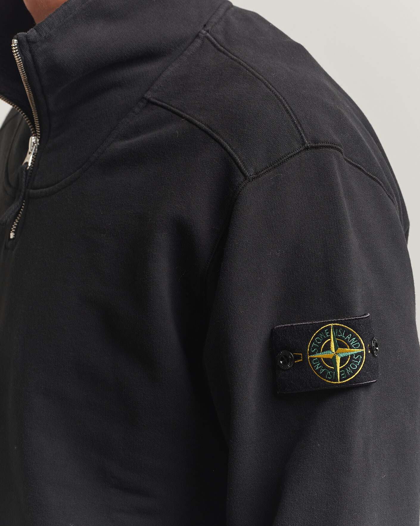 Heren | Truien | Stone Island | Brushed Cotton Fleece Half Zip Black