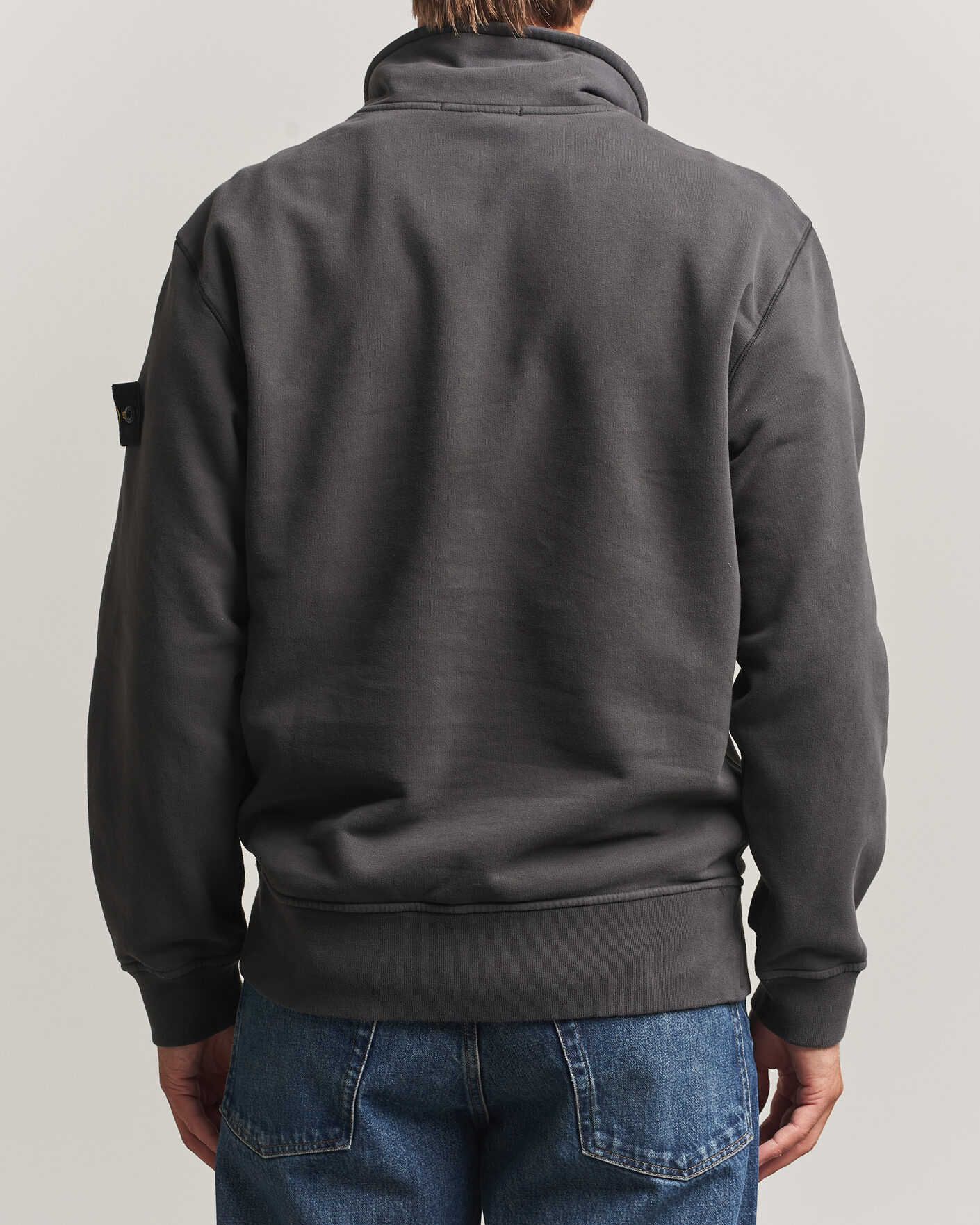 Heren | Truien | Stone Island | Brushed Cotton Fleece Half Zip Lead Grey